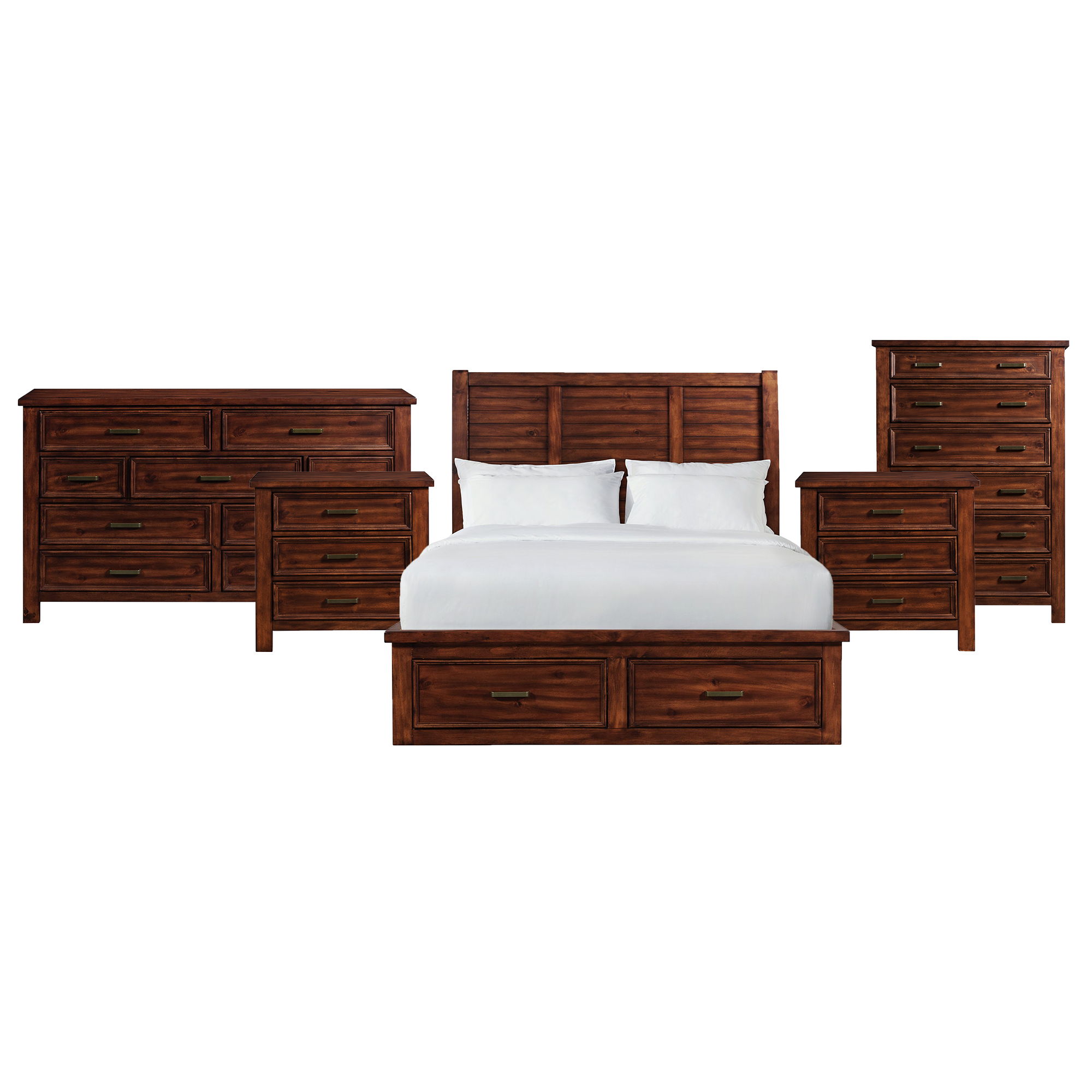 Queen · 5 Pc · Bedroom Set With 2 Nightstands, Dresser & Chest
