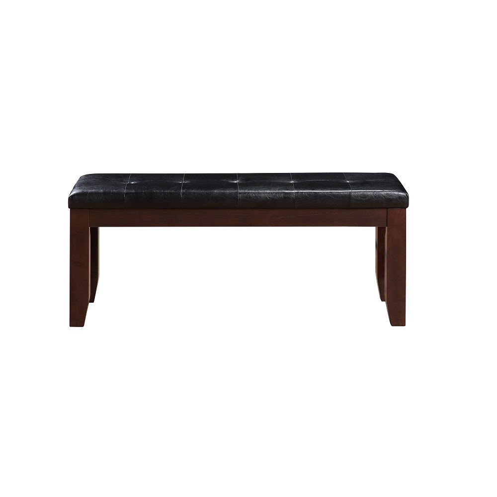 Urbana - 48" Bench - Black Synthetic Leather & Cherry, dark brown, view 3