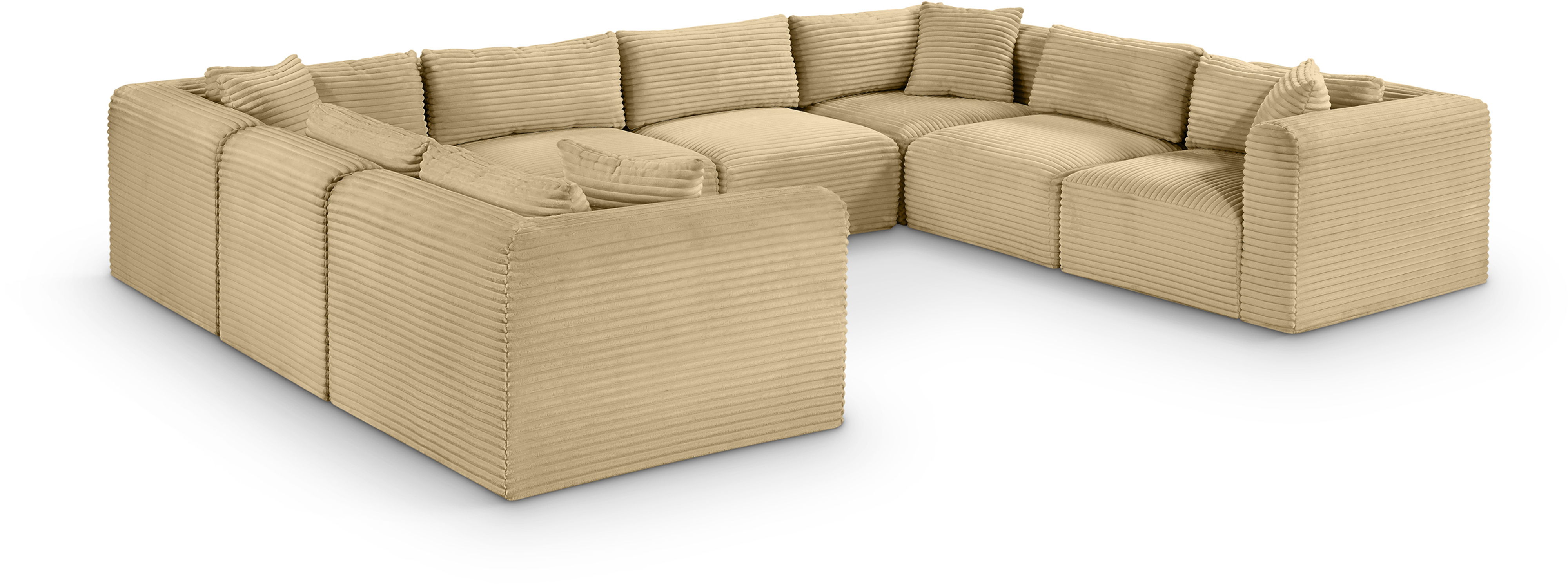 Shaggy - 8 Piece Modular U-Shaped Sectional - Camel