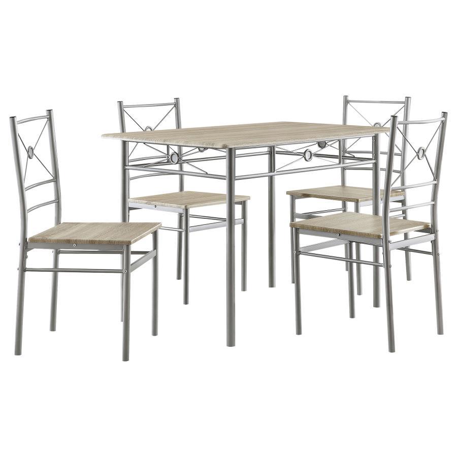 Anna - 5-Piece Rectangular Dining Table Set - Silver Image