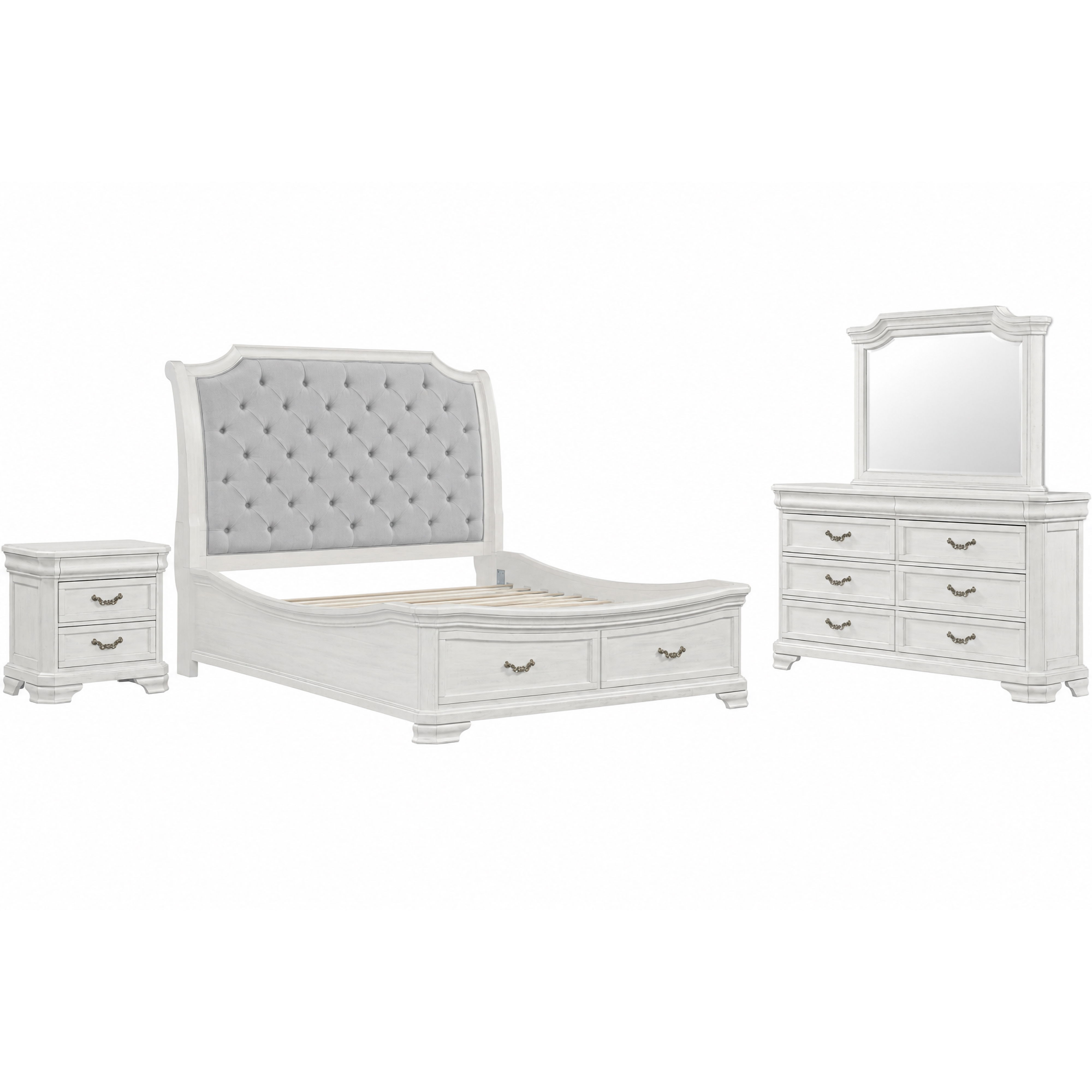 King · 4 Pc · Bed, Dresser, Mirror, Nightstand