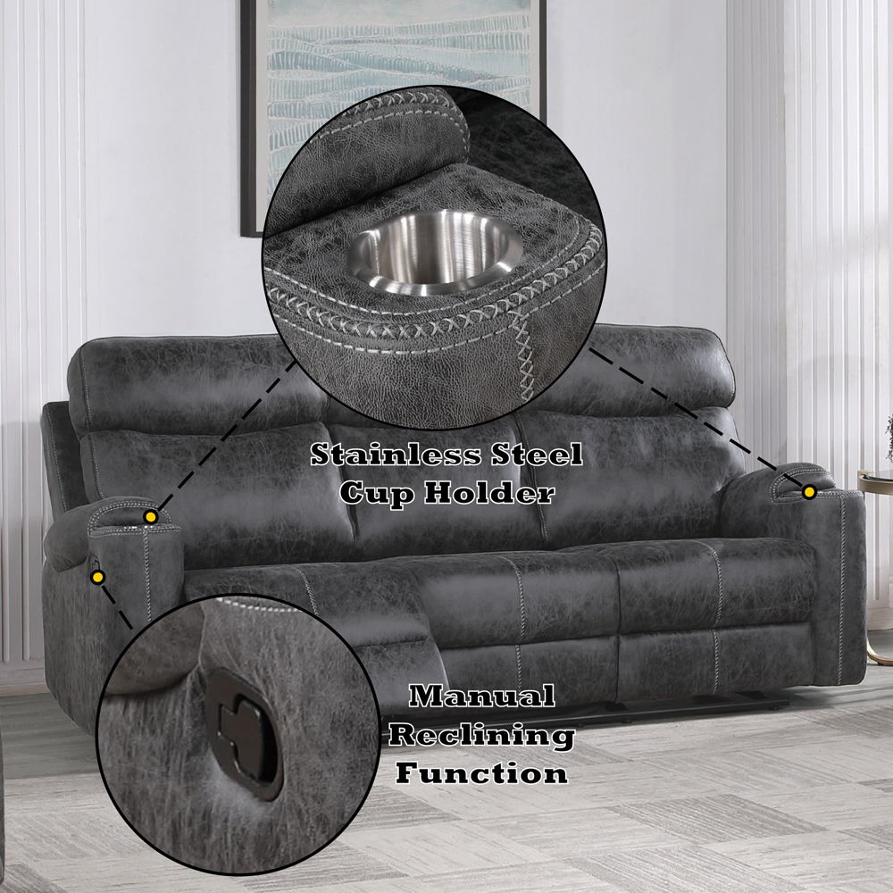 Hirah - Motion Sofa - Dark Gray Polish Microfiber, dark gray, view 6