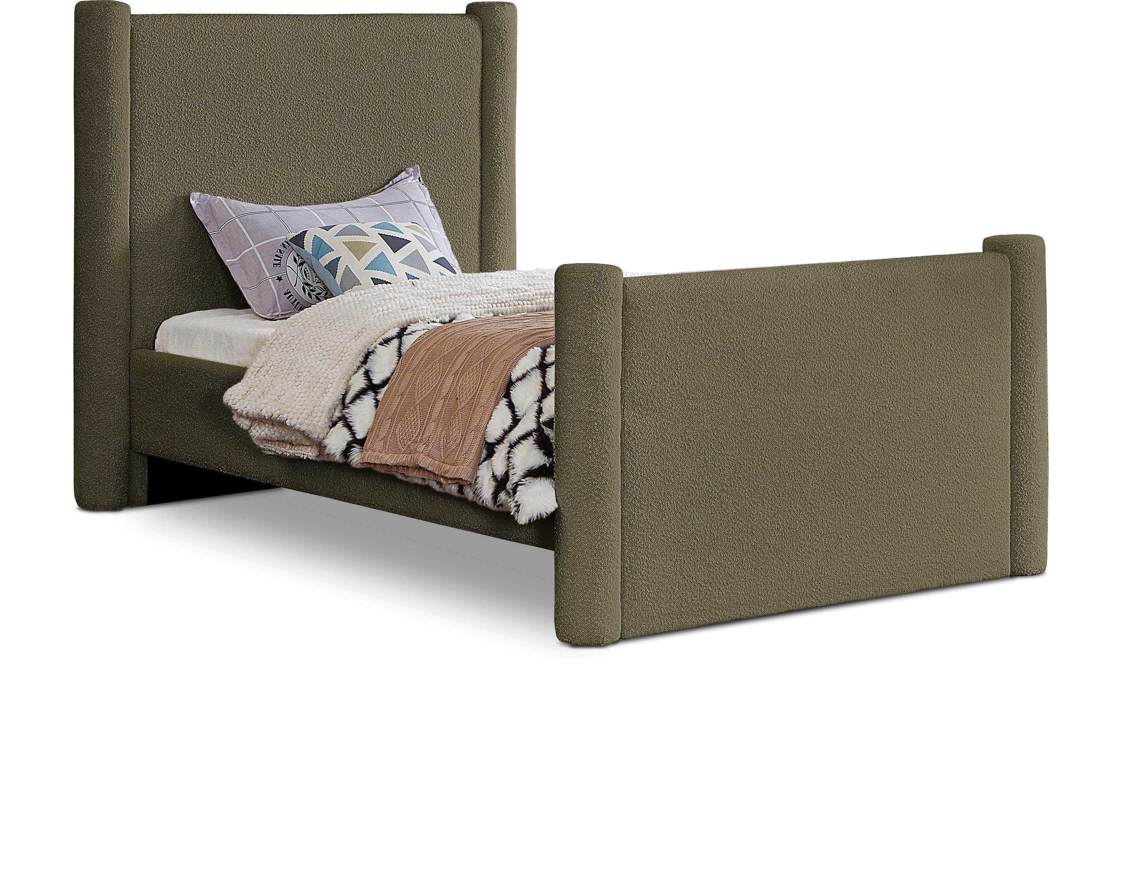 Elias - Boucle Twin Bed - Olive Green