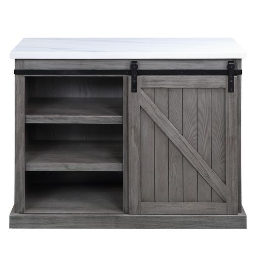 Gauri - Kitchen Island - Marble Top Top & Gray Oak, dark gray, view 3