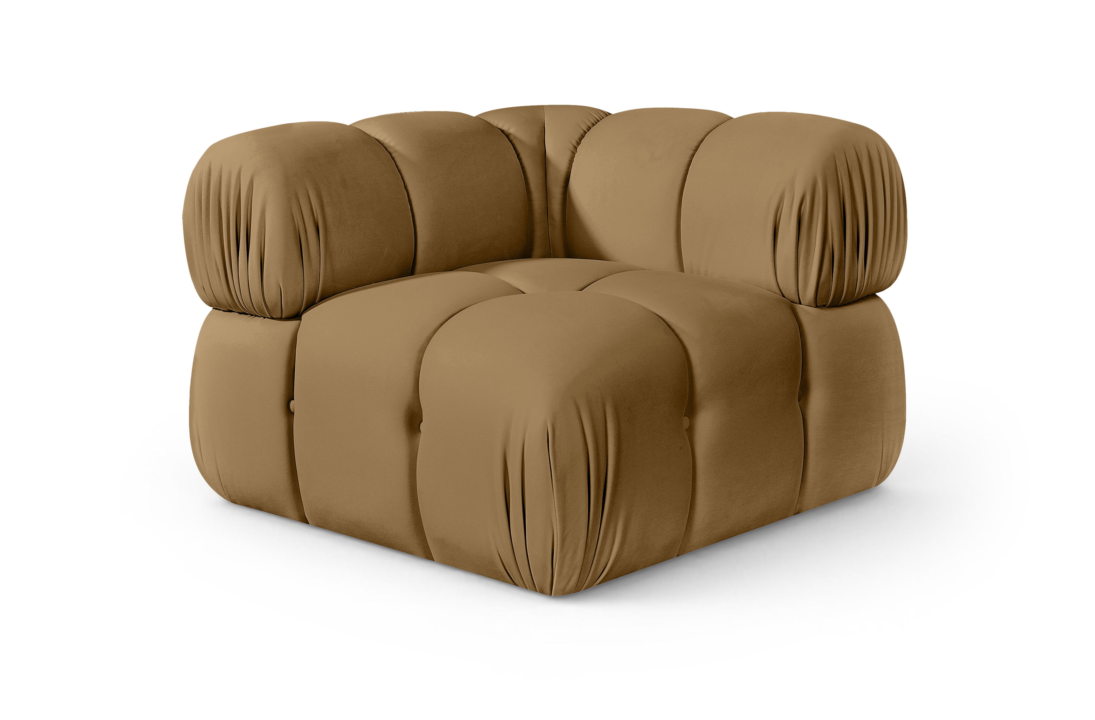 Orin - Velvet Performance Fabric Upholstered Modular Corner Chair - Saddle