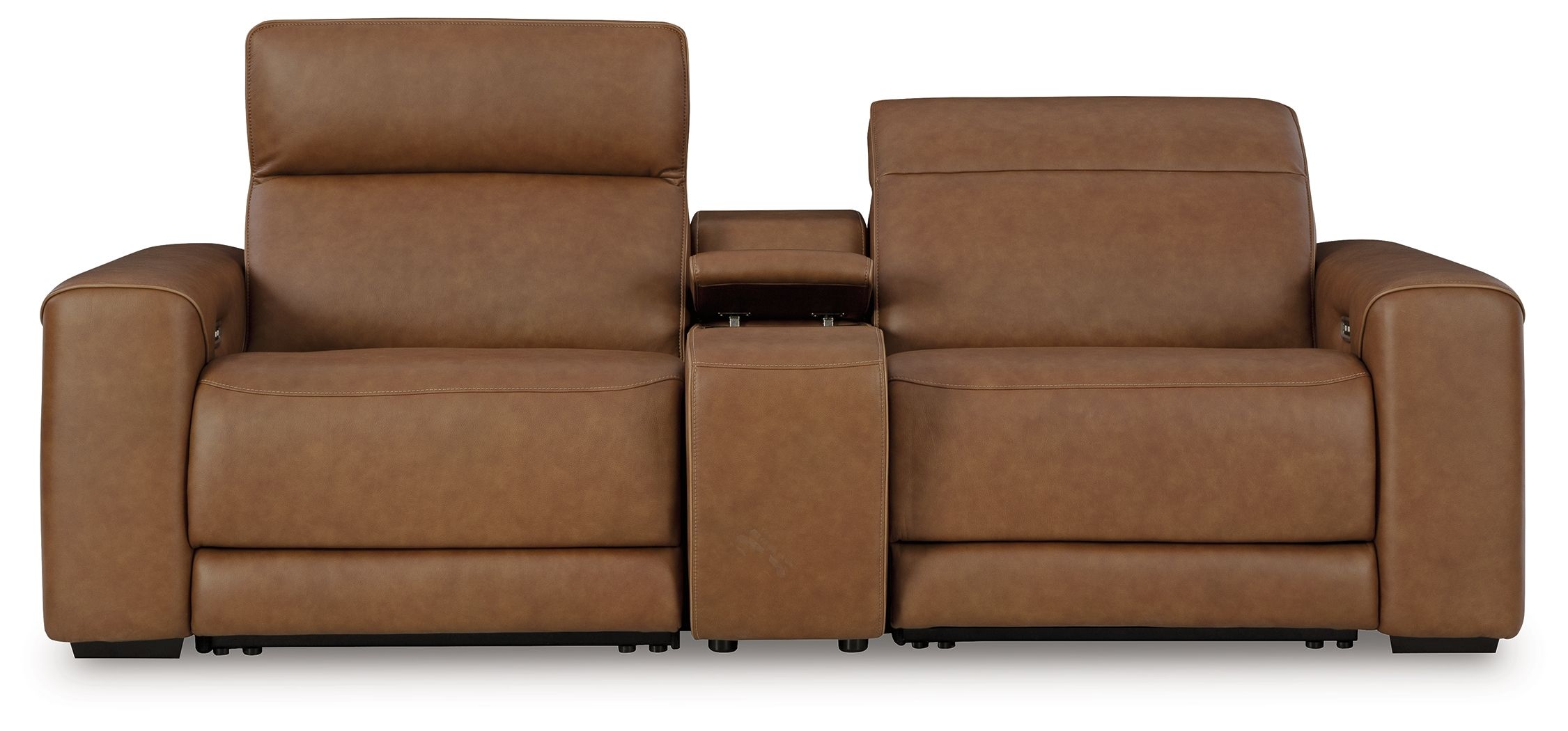 Magic Man - 3-Piece Power Reclining Sectional Loveseat With Console - Caramel