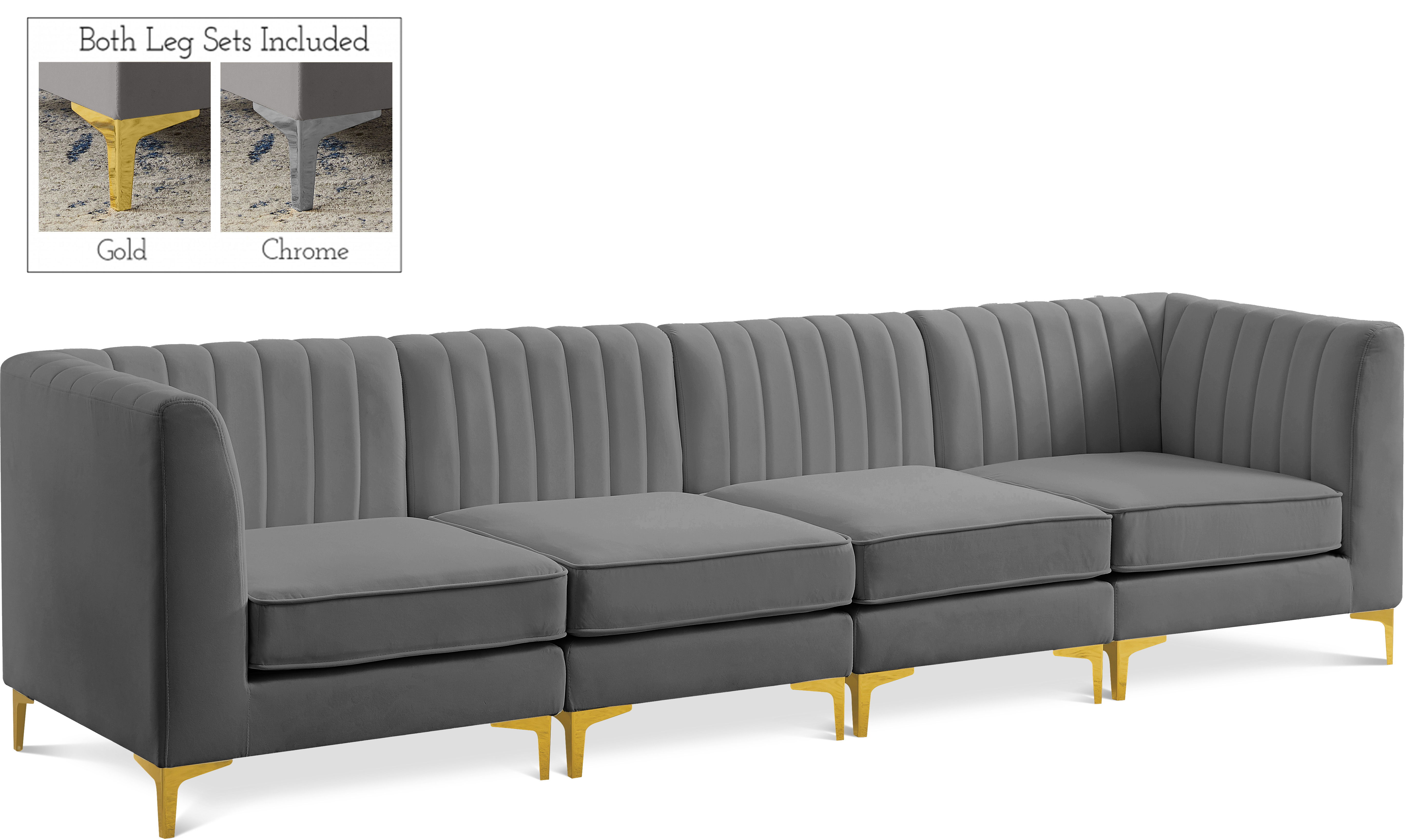 Alina - 4 Piece Modular Sectional - Gray