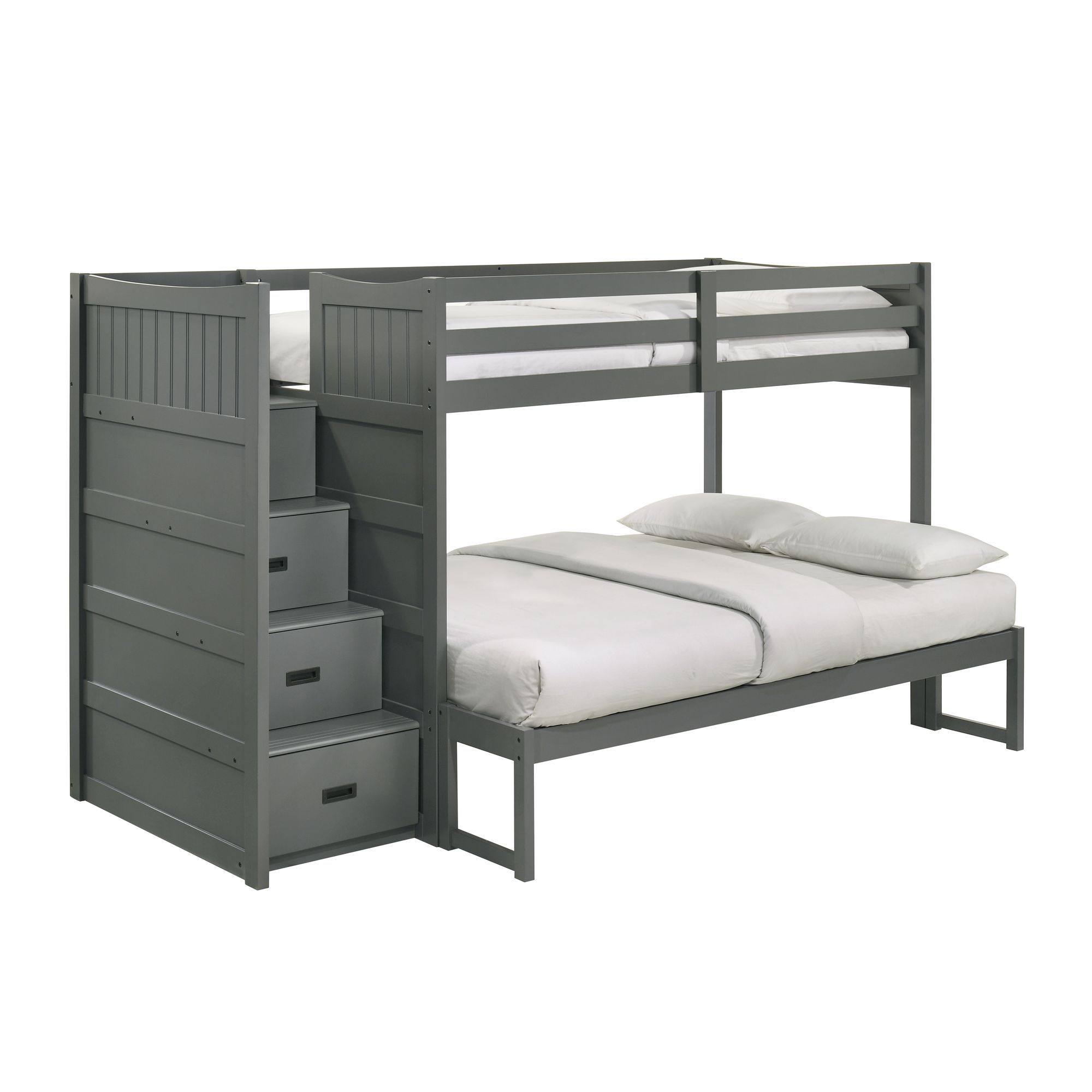 Sami - Twin Over Full Step Bunk With Left Headboard - Gray