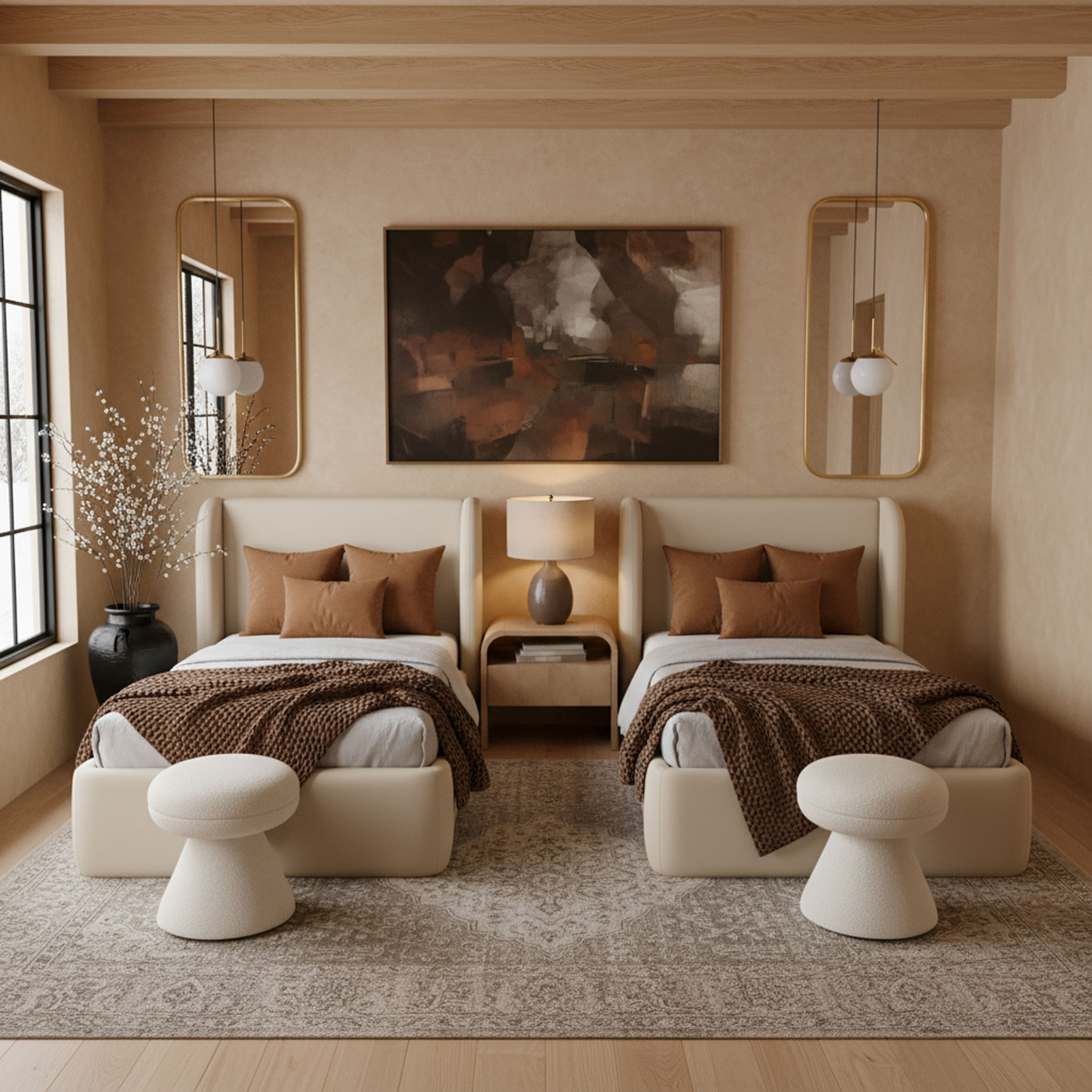 Warby - Vegan Leather Upholstered Twin Bed - Beige