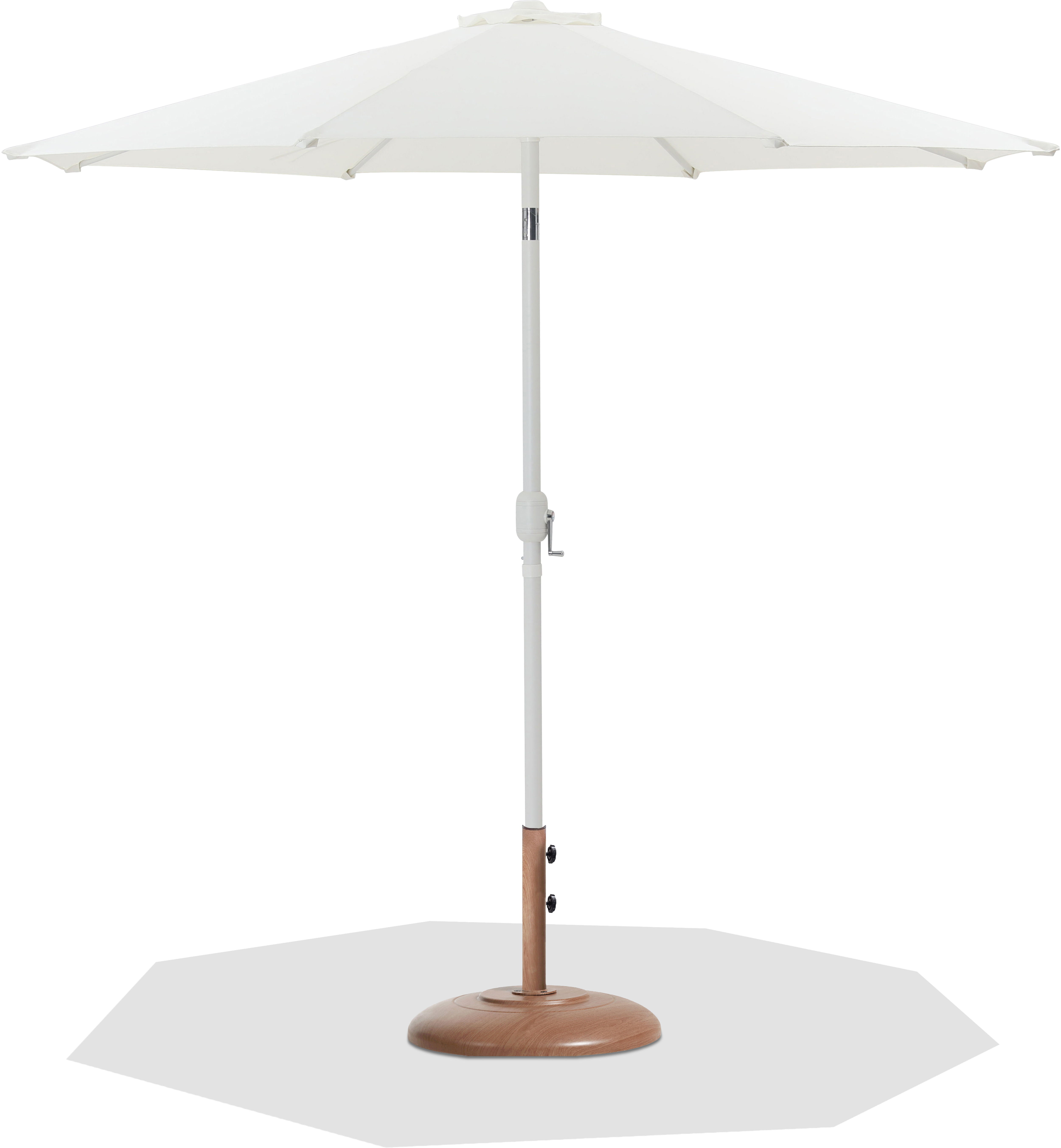 Fiji - Aluminum Patio Umbrella With Round Teak And White Base - White