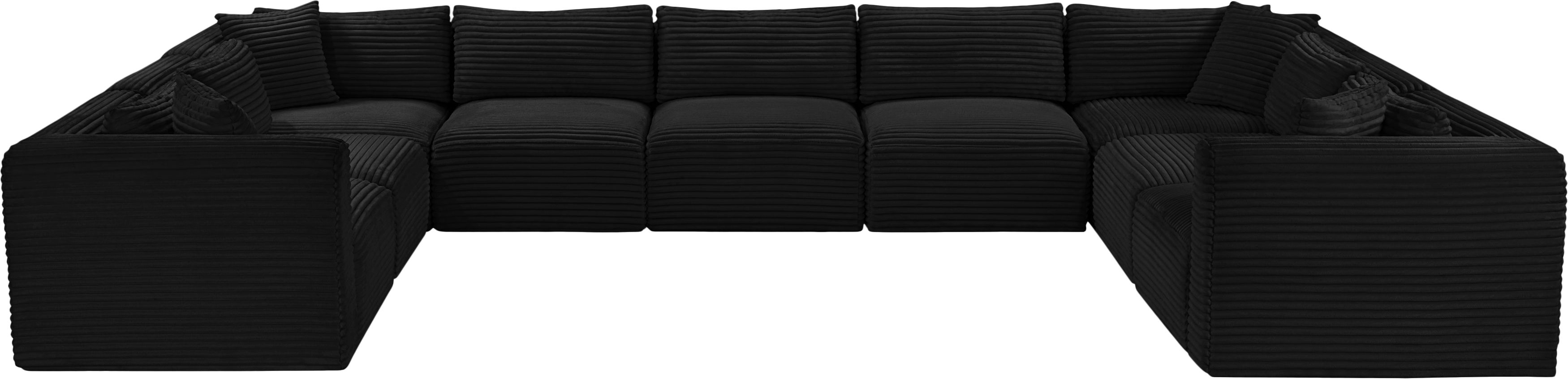 Shaggy - 9 Piece Modular U-Shaped Sectional - Black