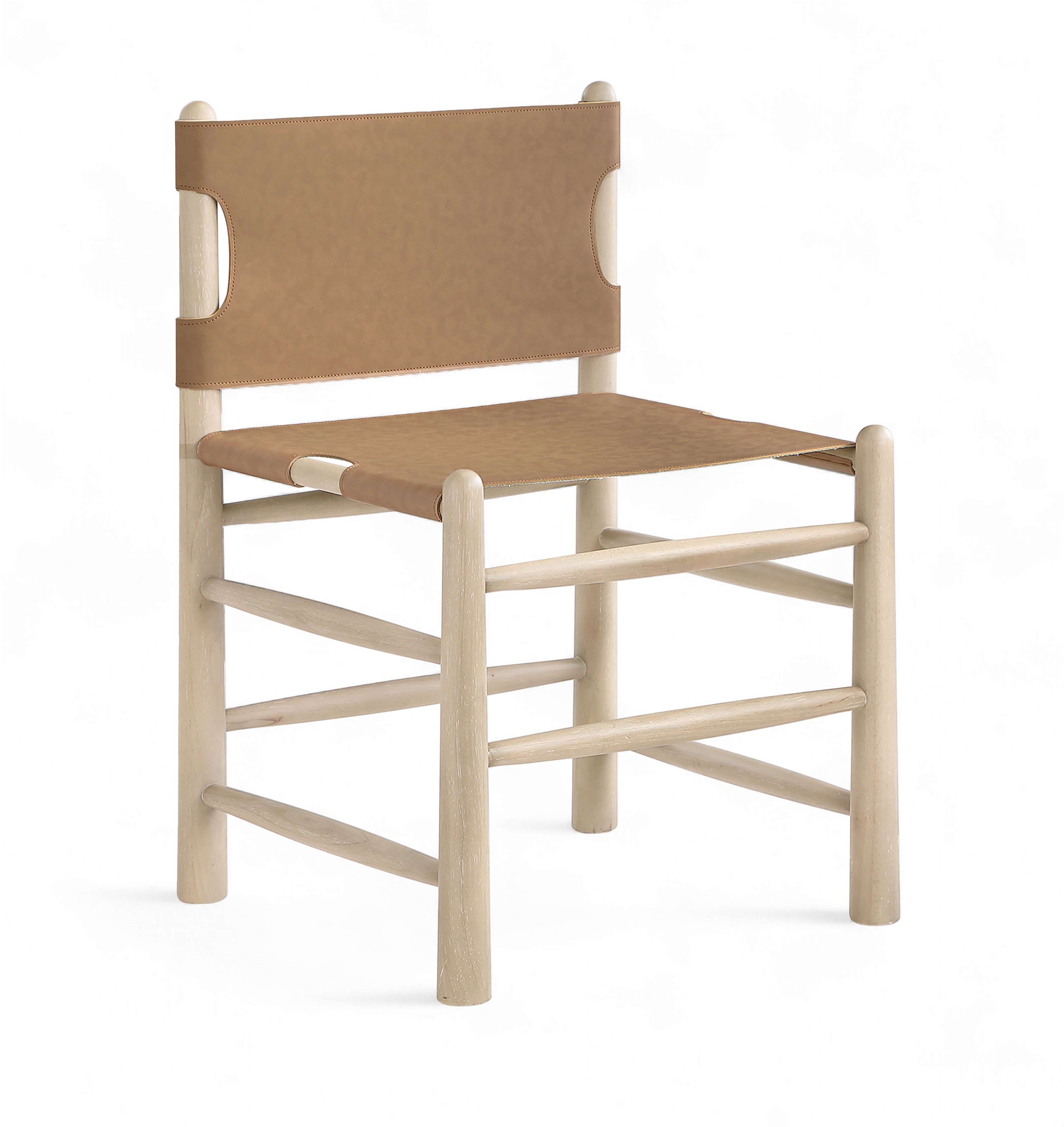 Santos - Vegan Leather Upholstered Dining Chair (Set of 2) - Brown / Stained Natural