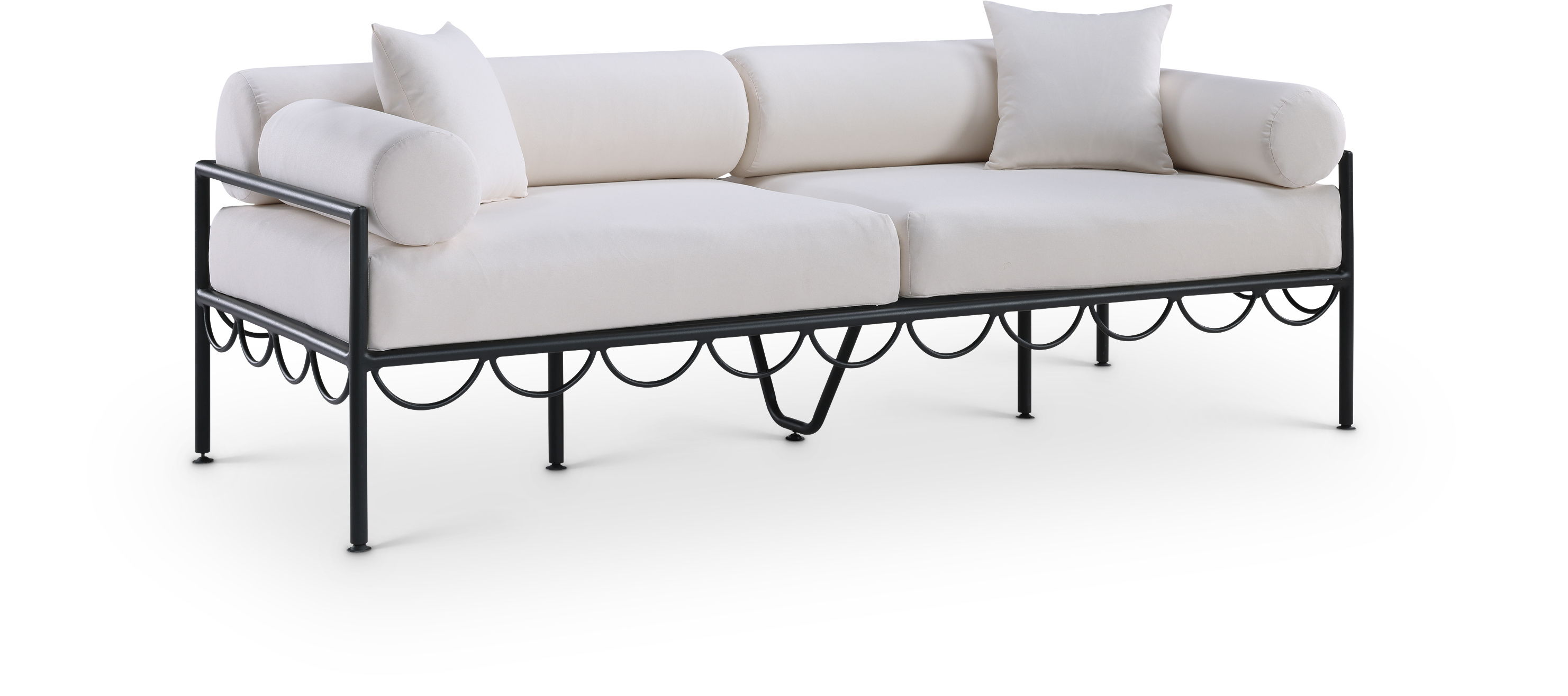 Portofino - Resilient Water Repellent Fabric 85.75" Upholstered Outdoor Patio Sofa - Cream