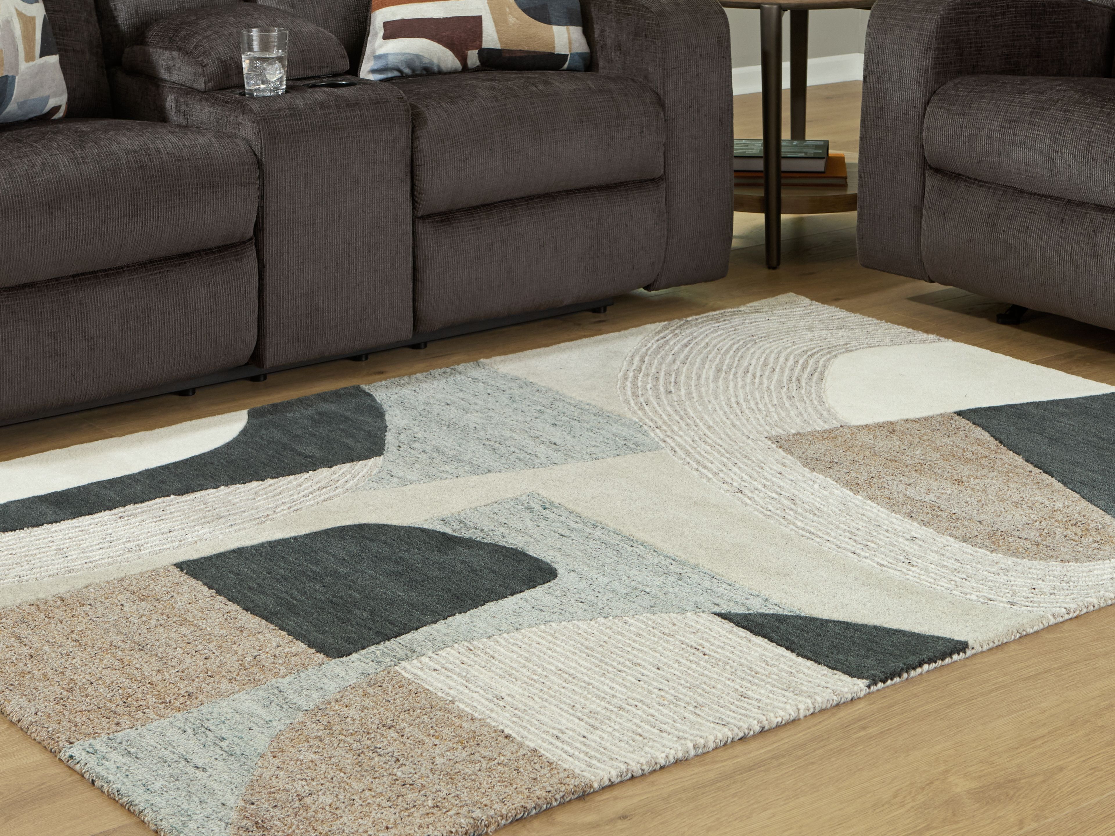 Edrickhill - 5' x 7' Rug - Grayish Teal / Taupe / Cream