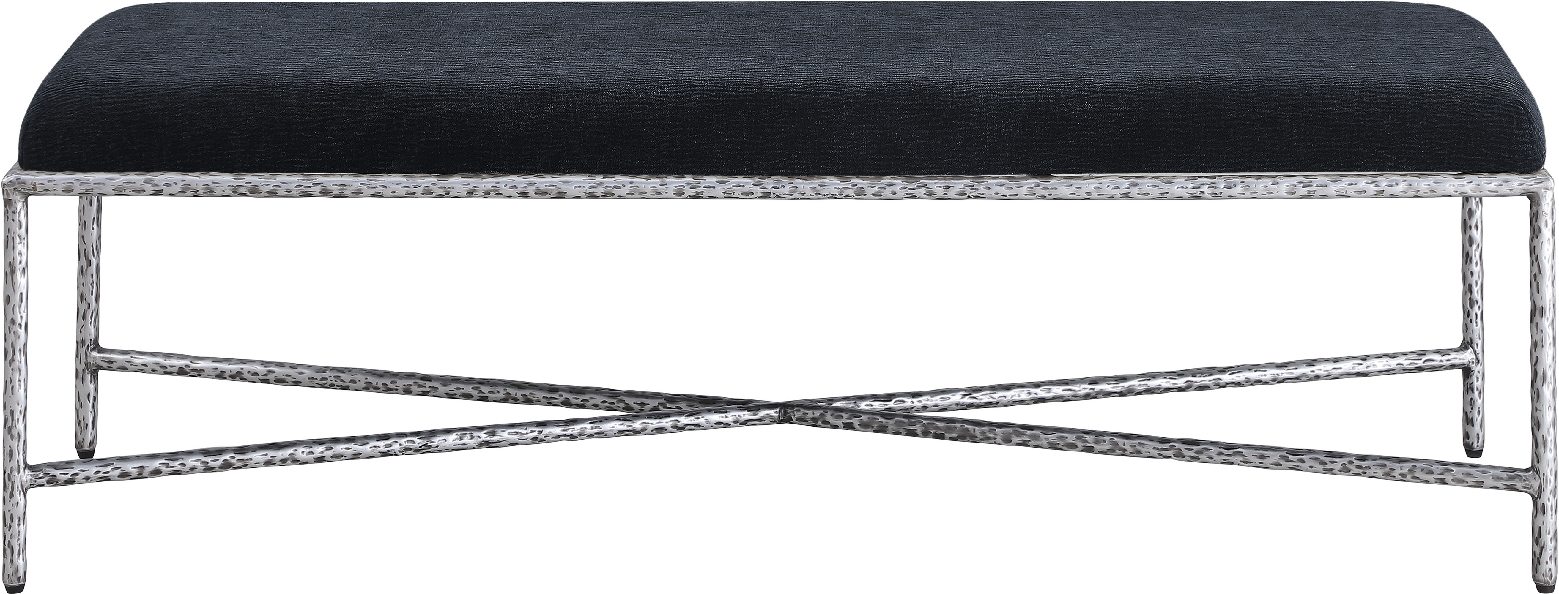 Valley - 54" Bench With Silver Frame - Black