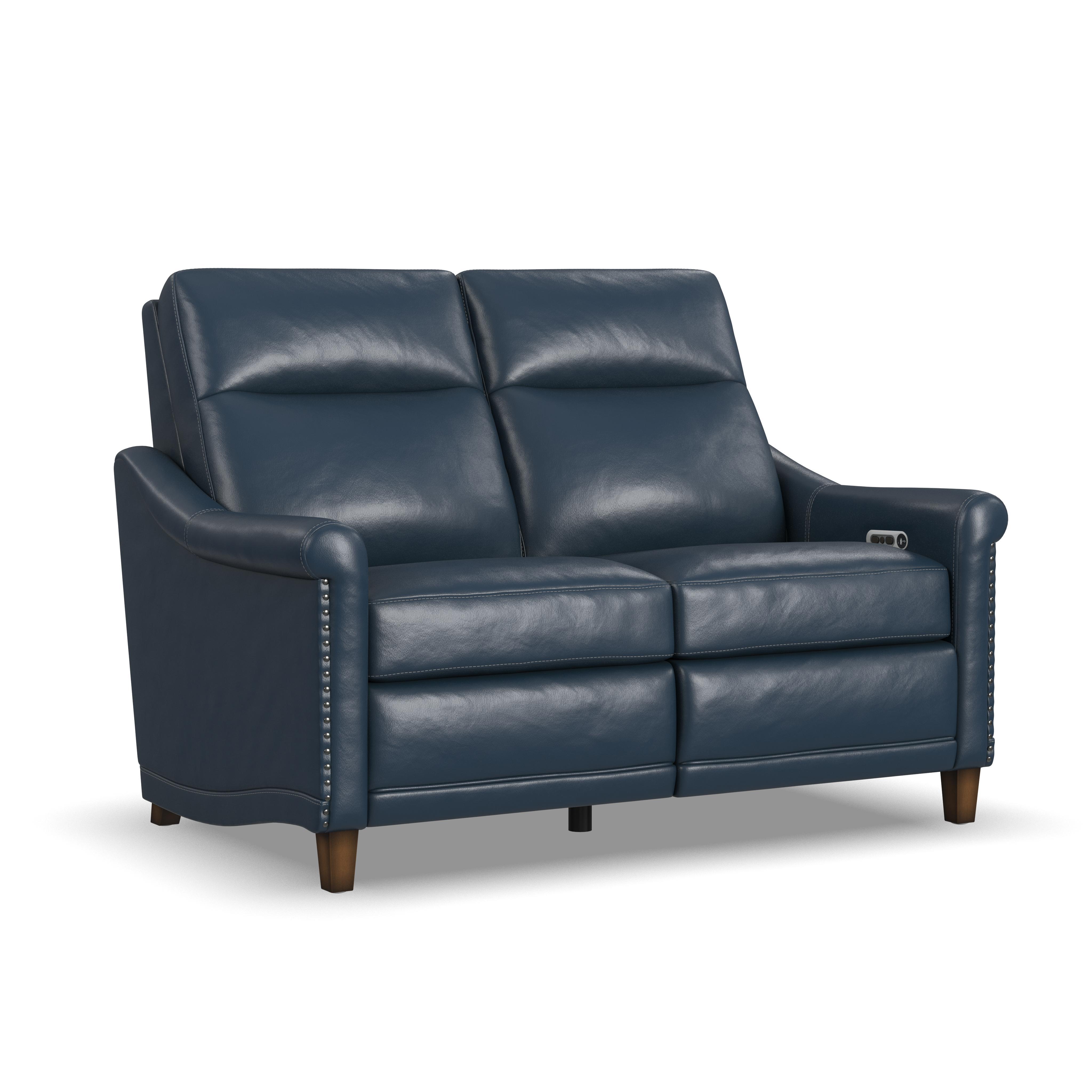 Elizabeth - Power Reclining Loveseat With Power Headrest - Sea, blue