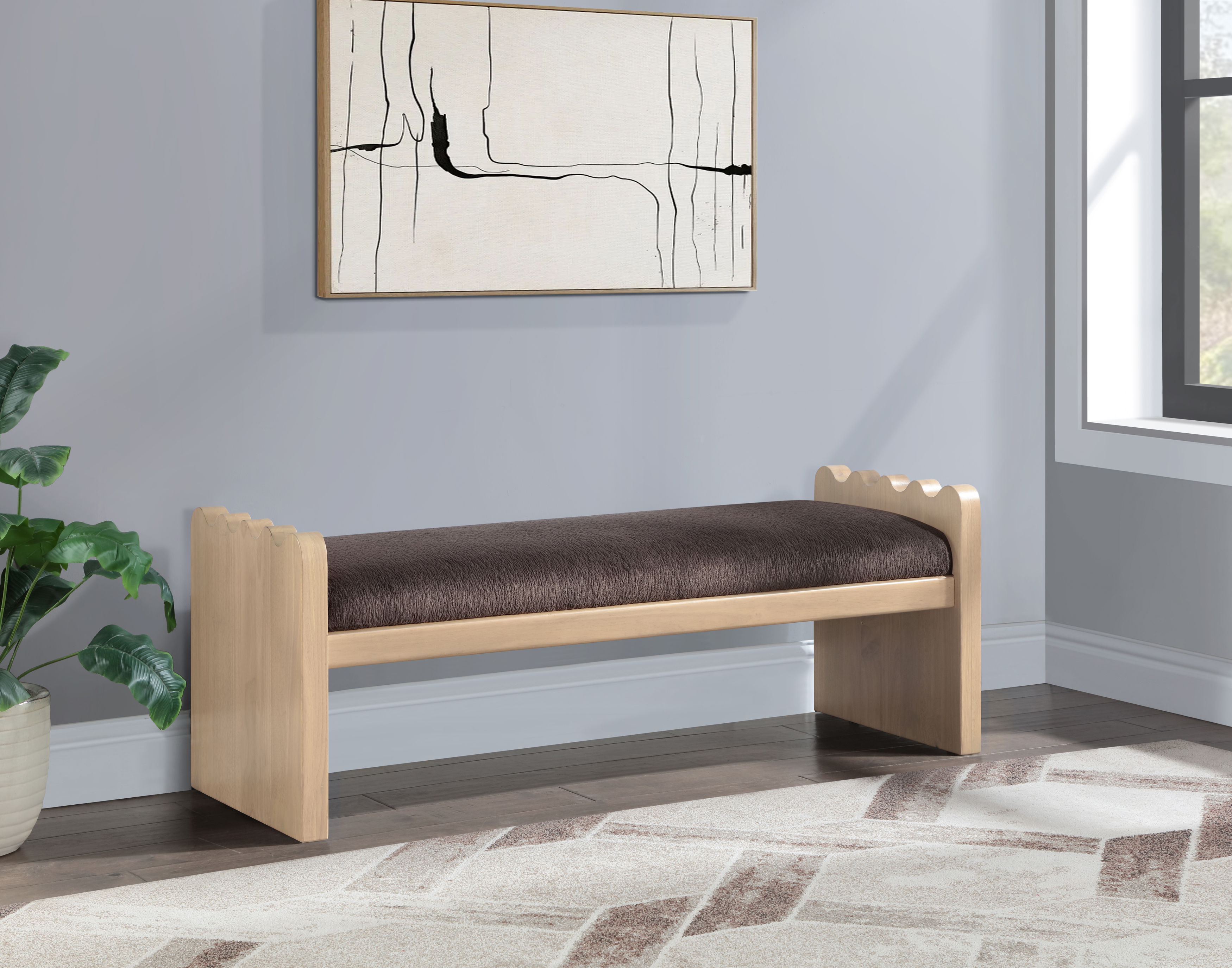 Sonia - Bench With Natural Base - Brown