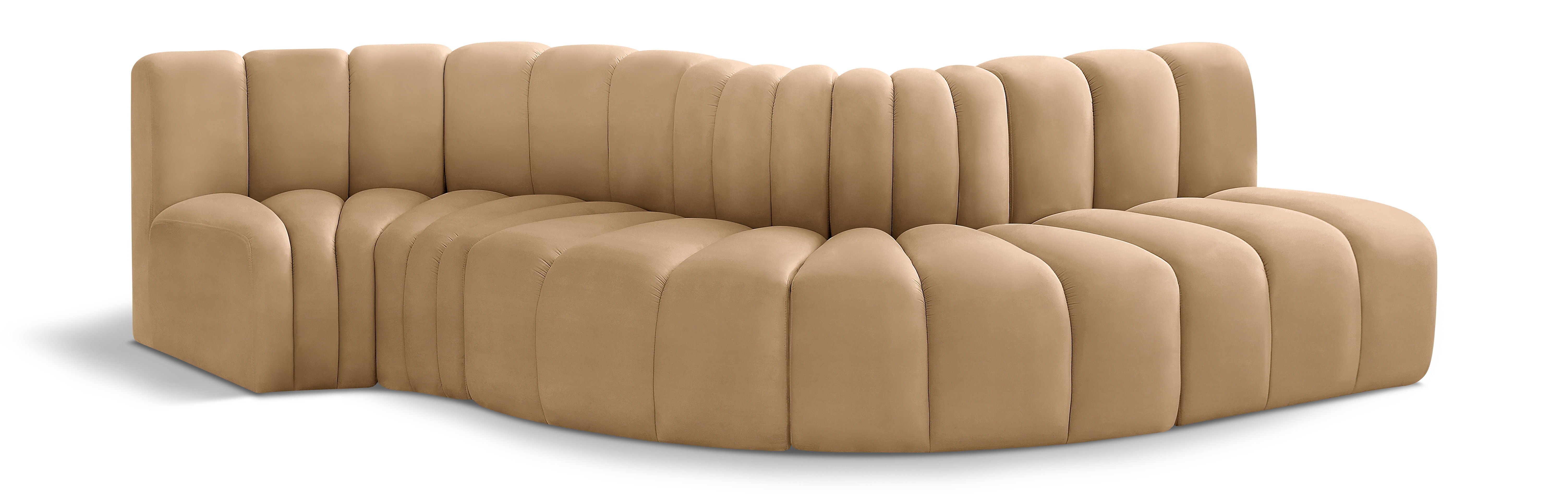 Arc - Velvet 5 Piece Modular Sofa - Camel