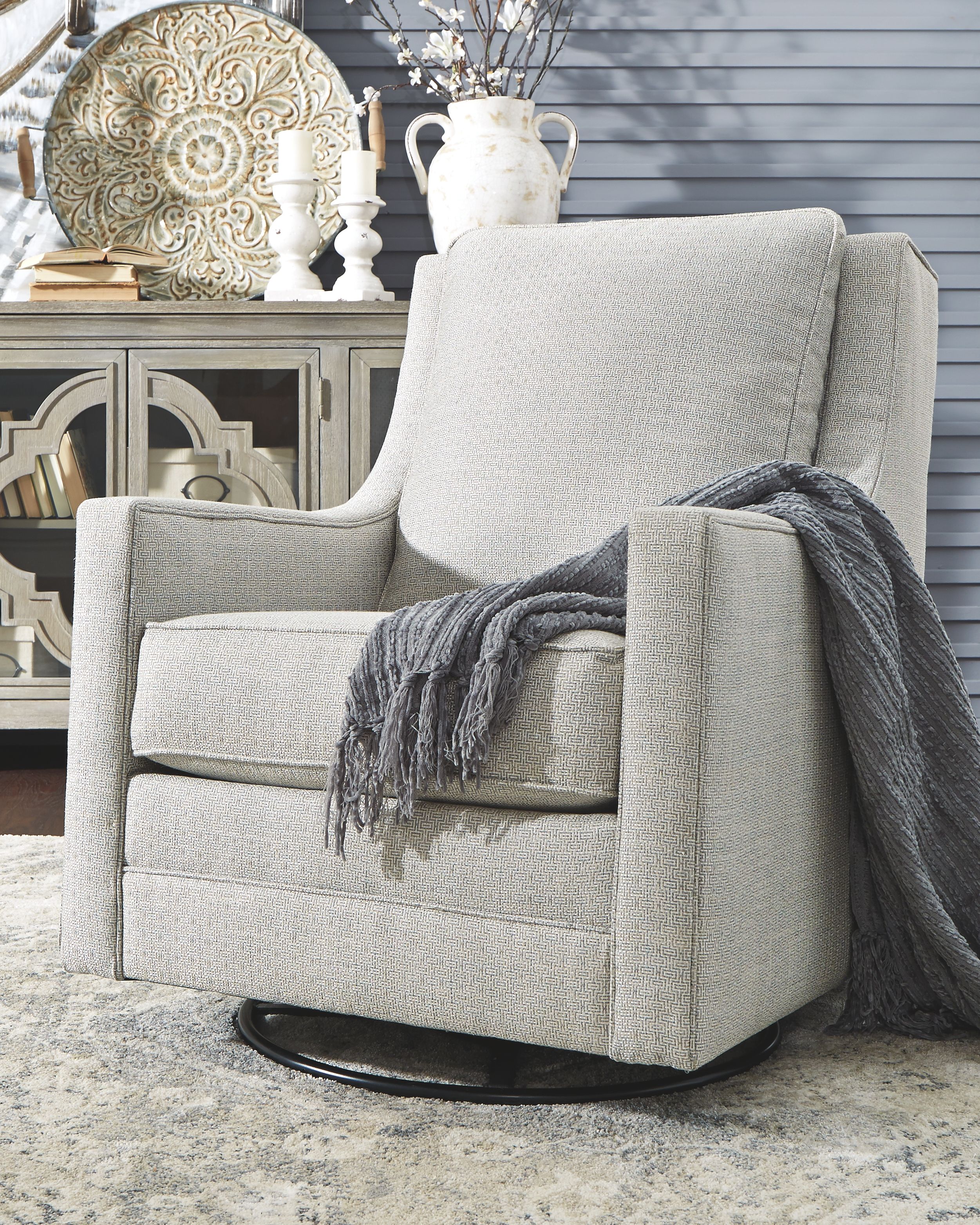Kambria - Swivel Glider Accent Chair - Frost