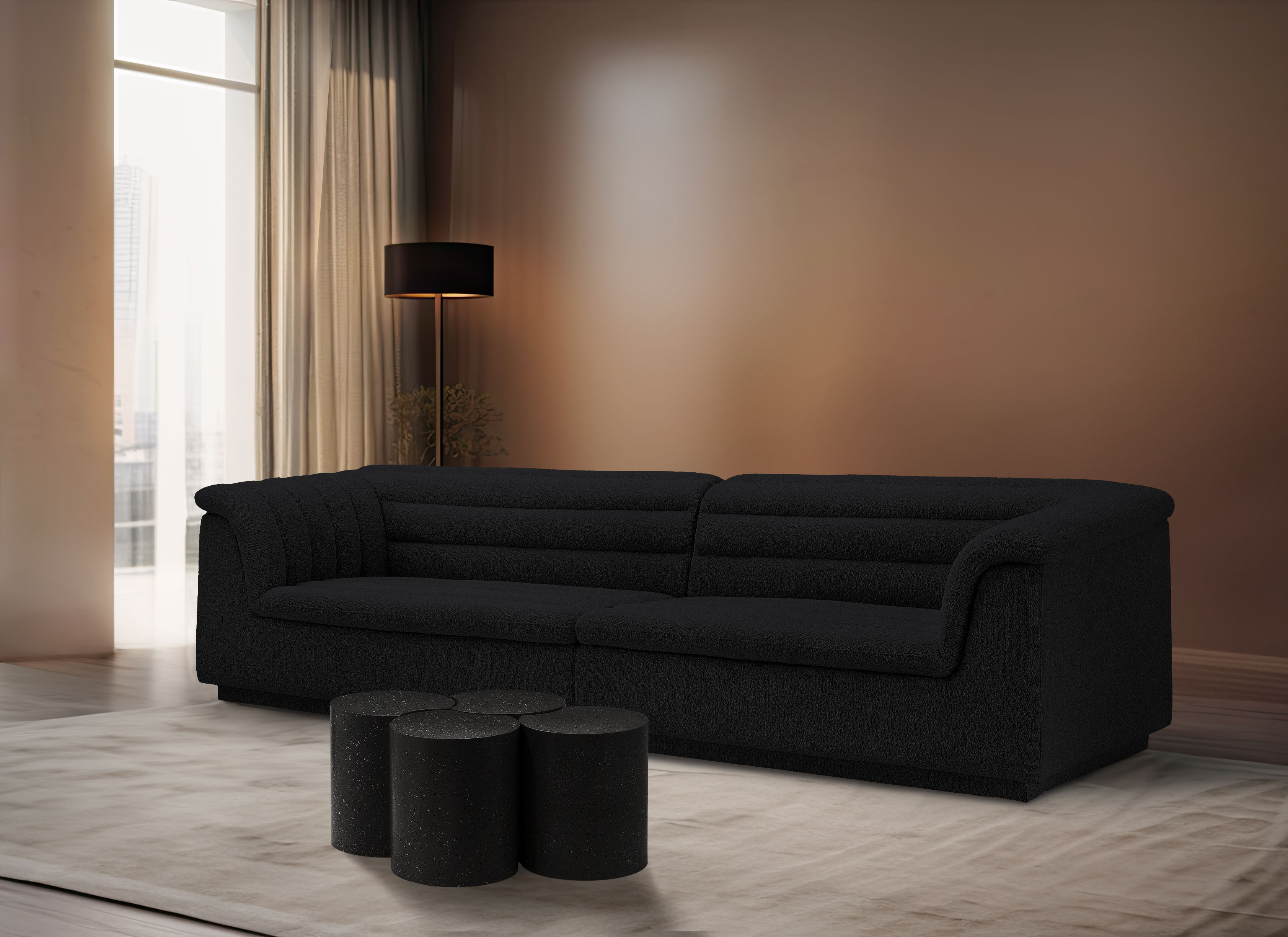 Dimple - 16" 4 Piece Modular Coffee Table - Black Terazzo