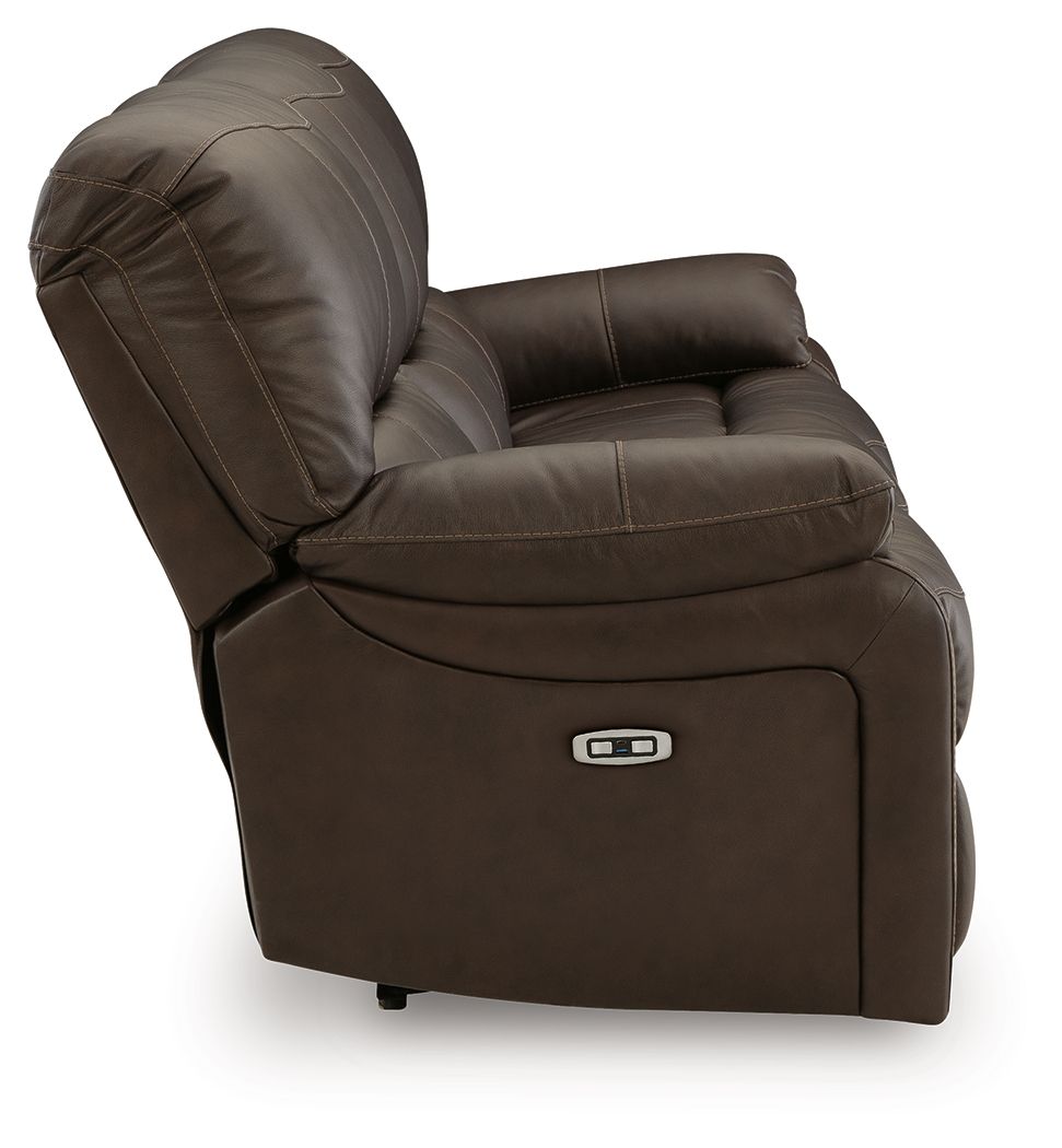 Ashley Furniture Leesworth - 3 Pc. - Power Reclining Sofa, Loveseat, Rocker Recliner - Dark Brown - Image 5