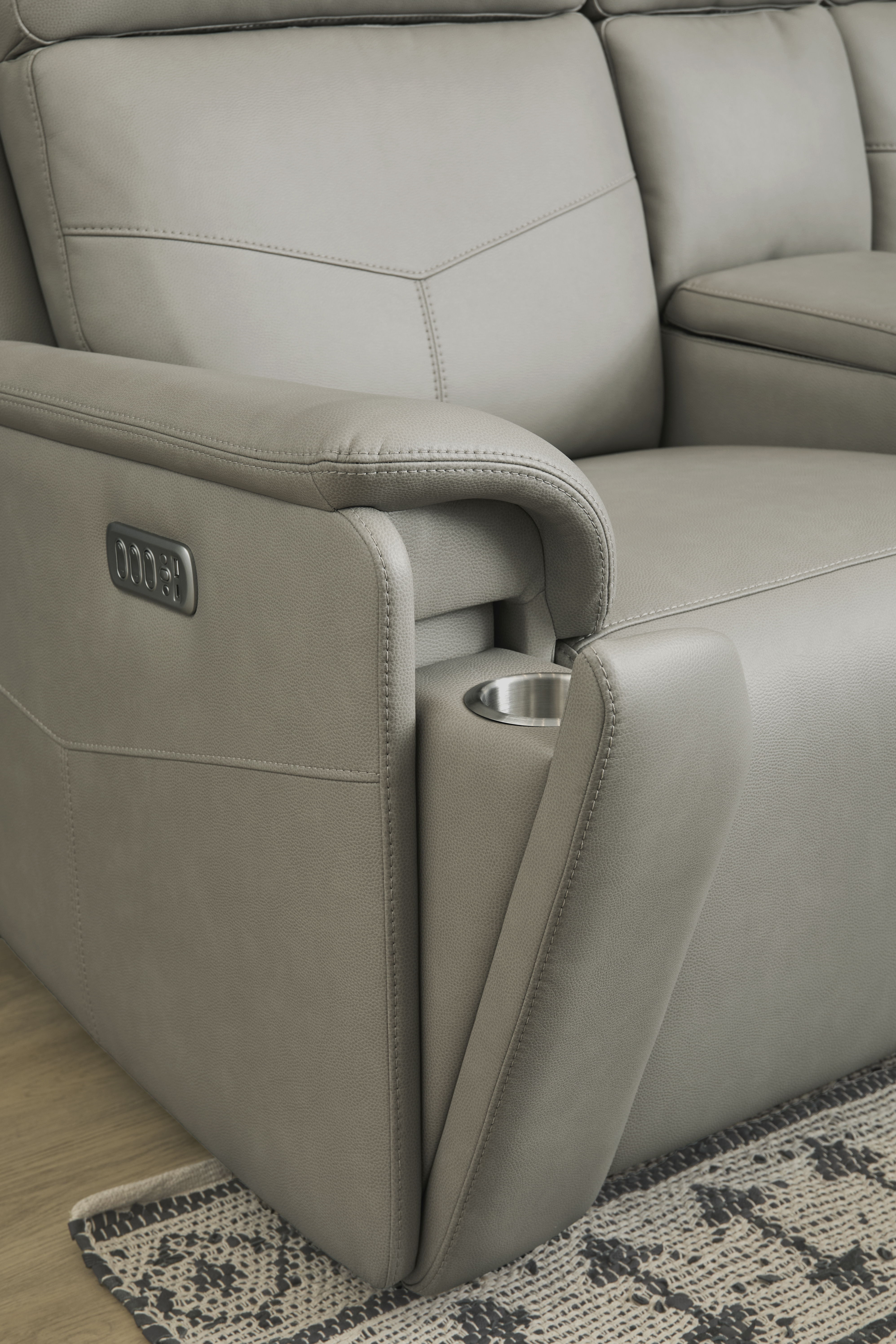 Vernon - Power Reclining Loveseat With Console, Power Headrests, Lumbar, Heat & Massage - Dove Gray, light gray, view 7