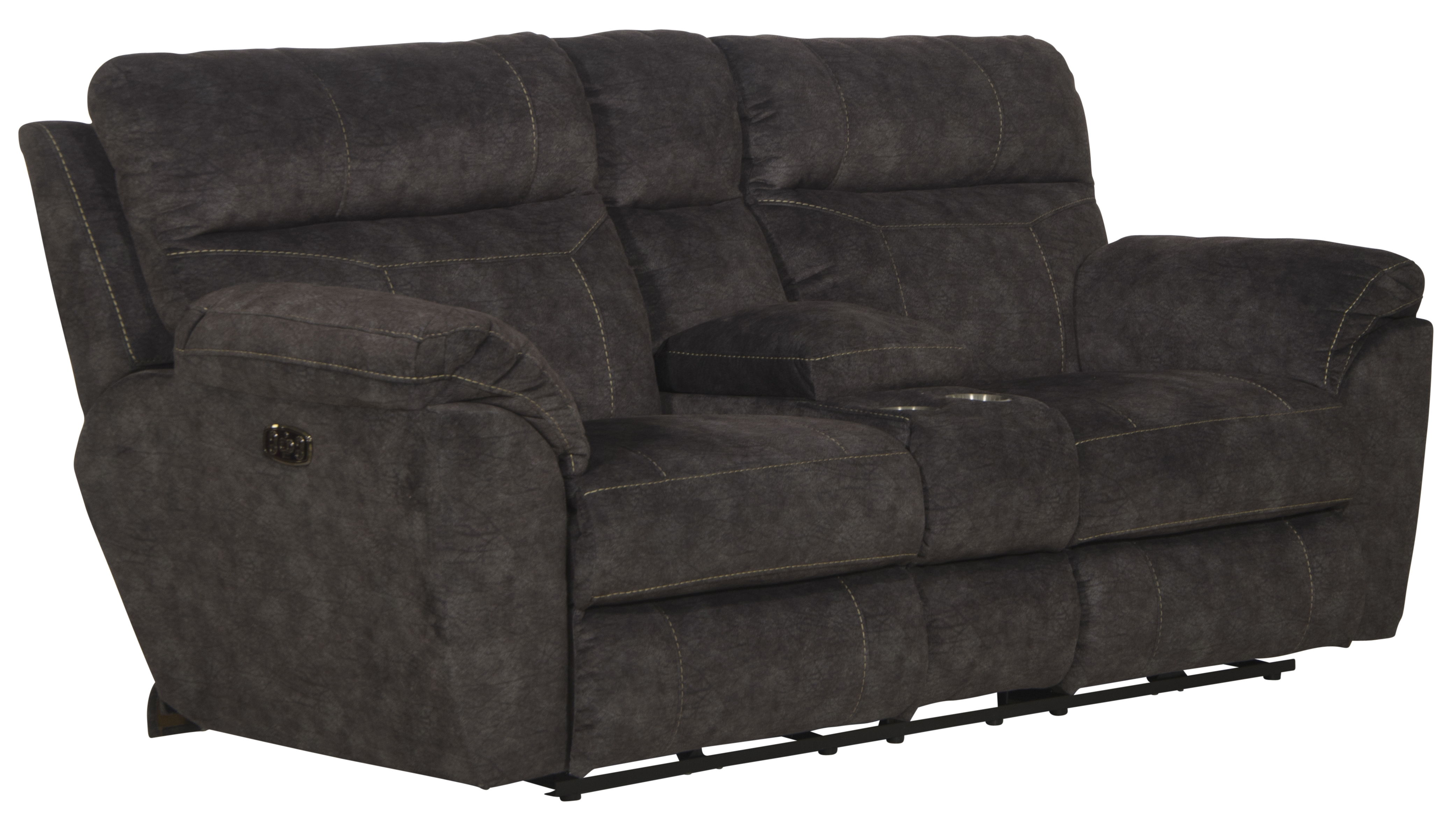 Sedona - Power Lay Flat Reclining Console Loveseat With Power Adjustable Headrest And Lumbar - Smoke