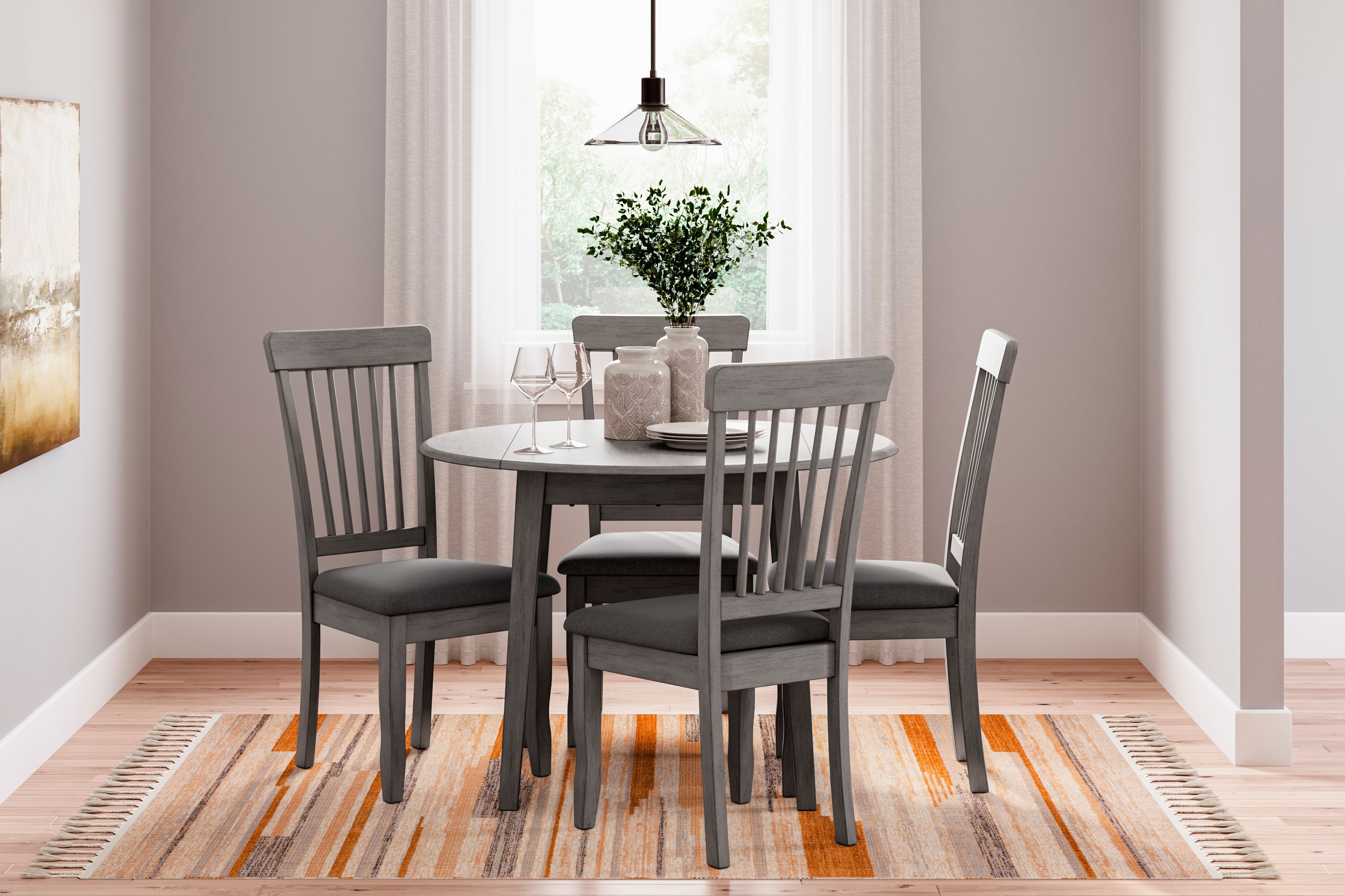 Ashley Furniture Shullden - Round Drm Drop Leaf Table - Gray - Image 8