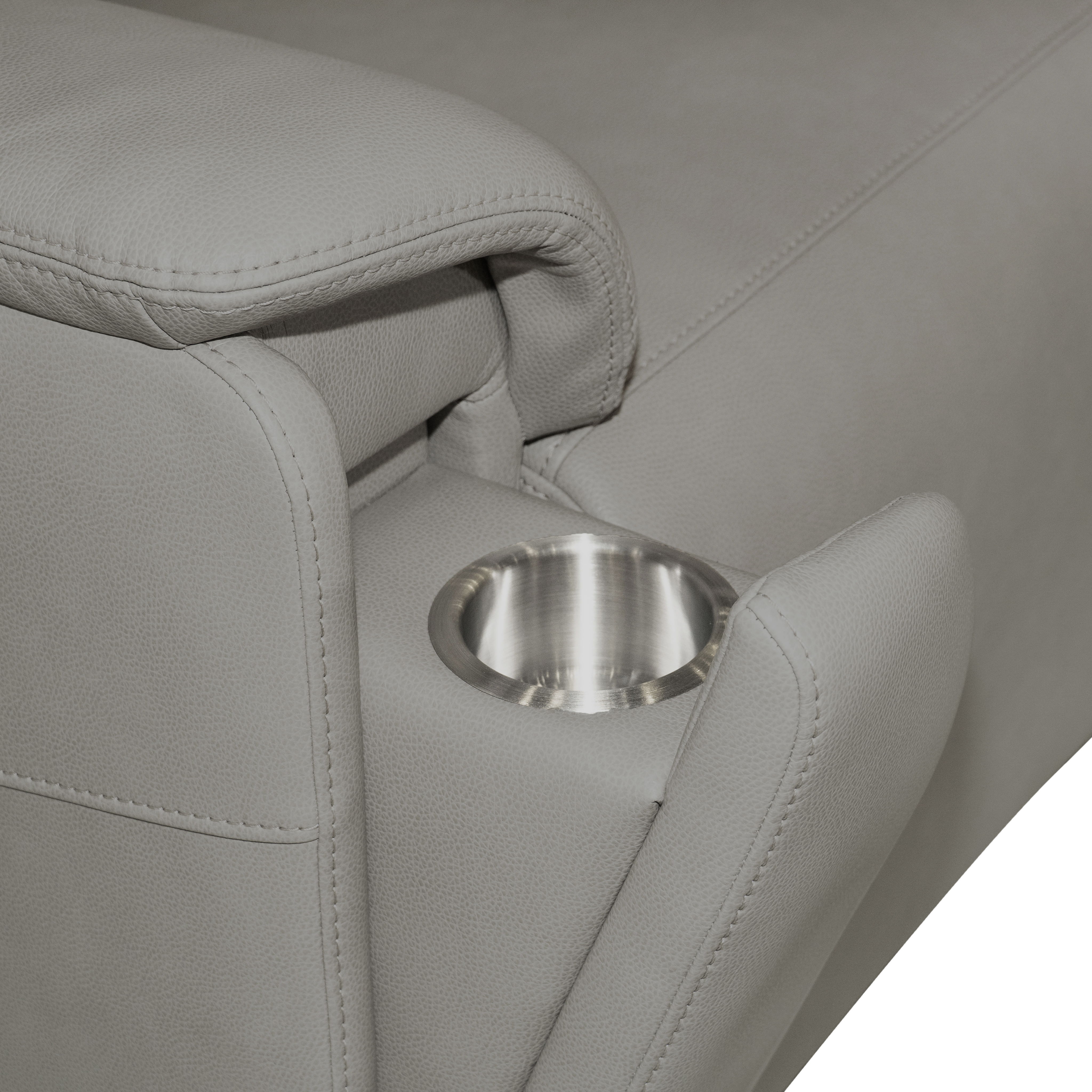 Vernon - Power Reclining Sofa With Console, Power Headrest, Lumbar, Heat & Massage - Beige, light gray, view 6