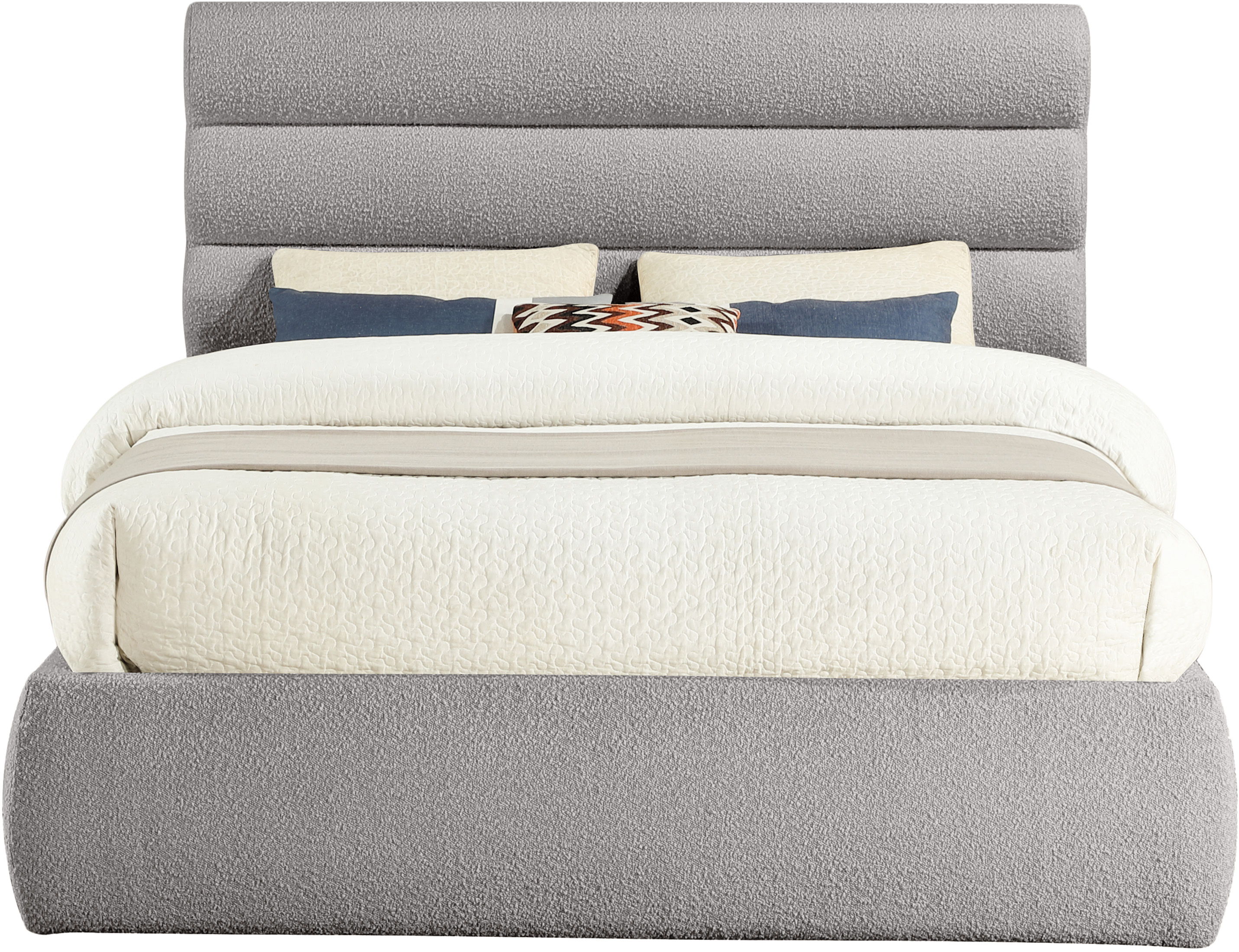 Adam - Boucle Fabric Queen Bed With 52" Headboard - Taupe