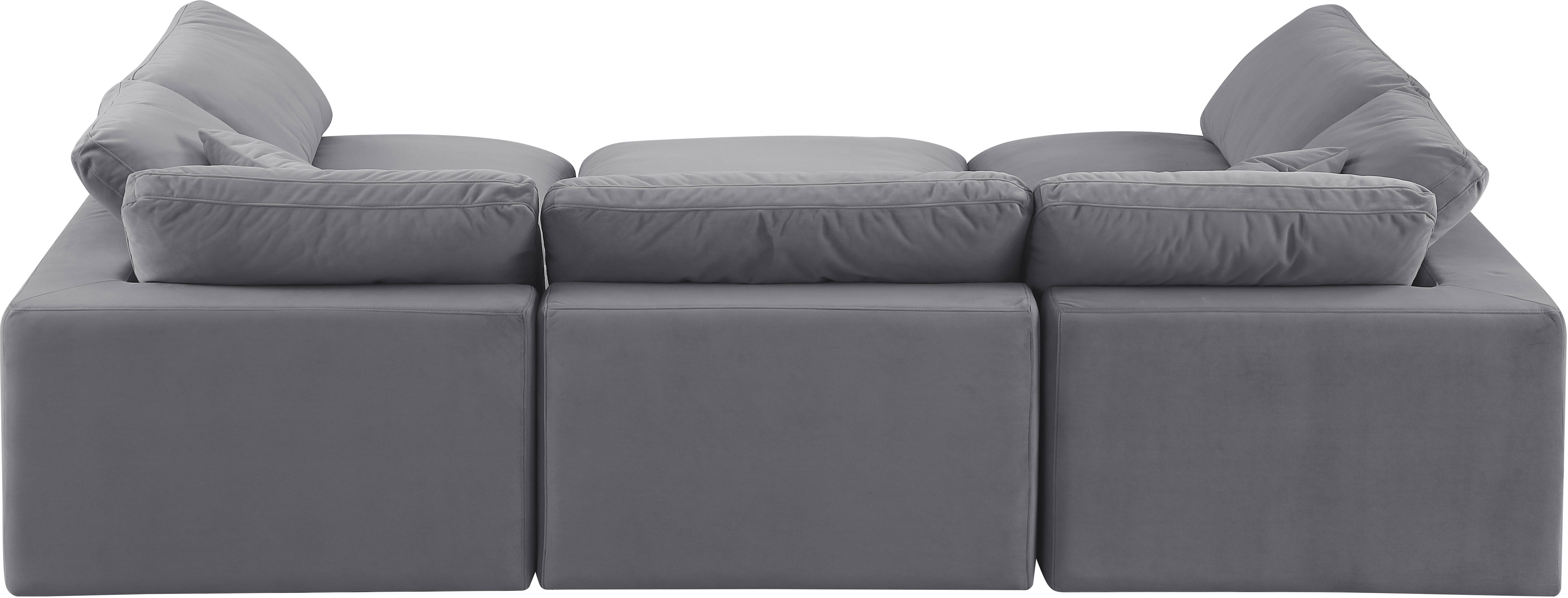 Comfy - 6 Piece Velvet Sectional - Dark Gray