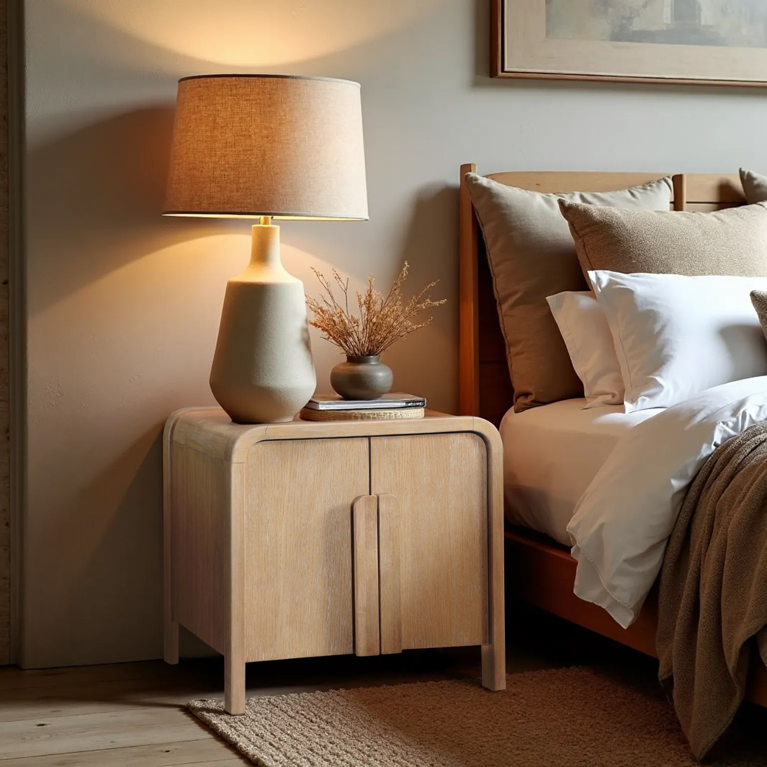 Harmony - Oak Veneer And Solid Wood Night Stand - Natural