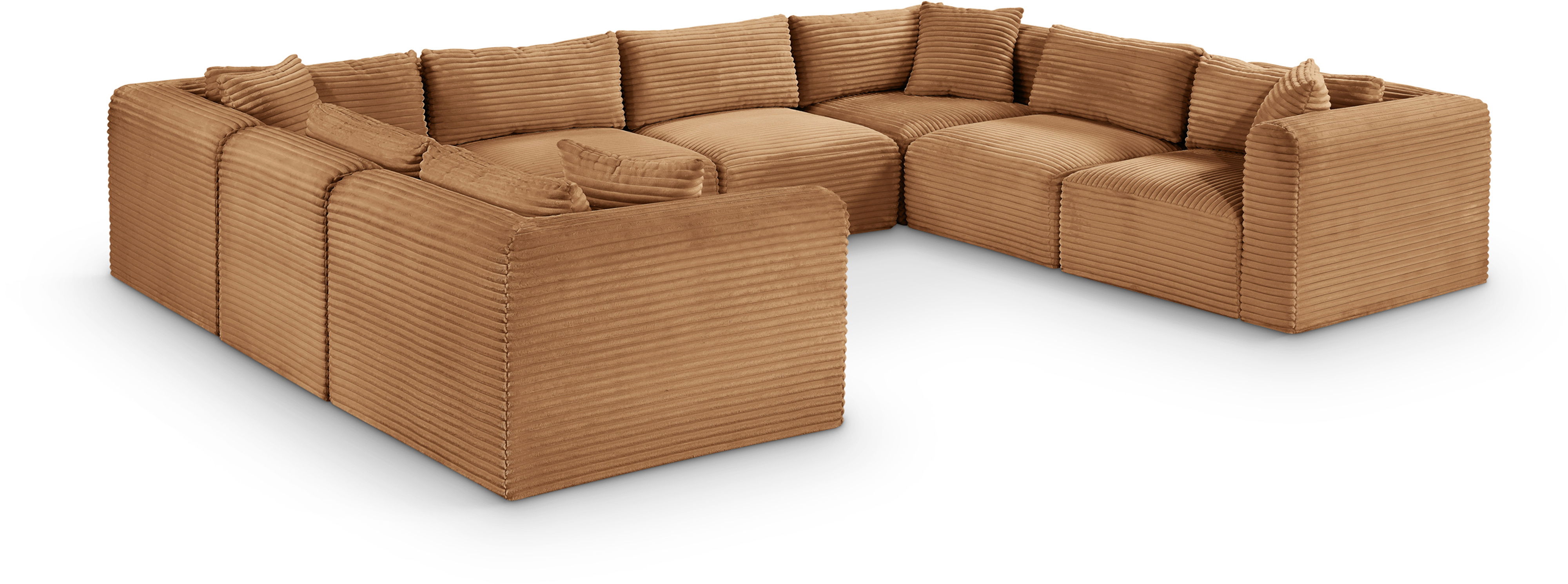 Shaggy - 8 Piece Modular U-Shaped Sectional - Saddle