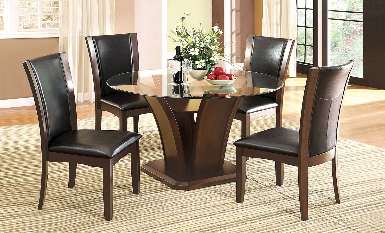 Manhattan Round Dining Table Brown Cherry New Lots Furniture Online Store