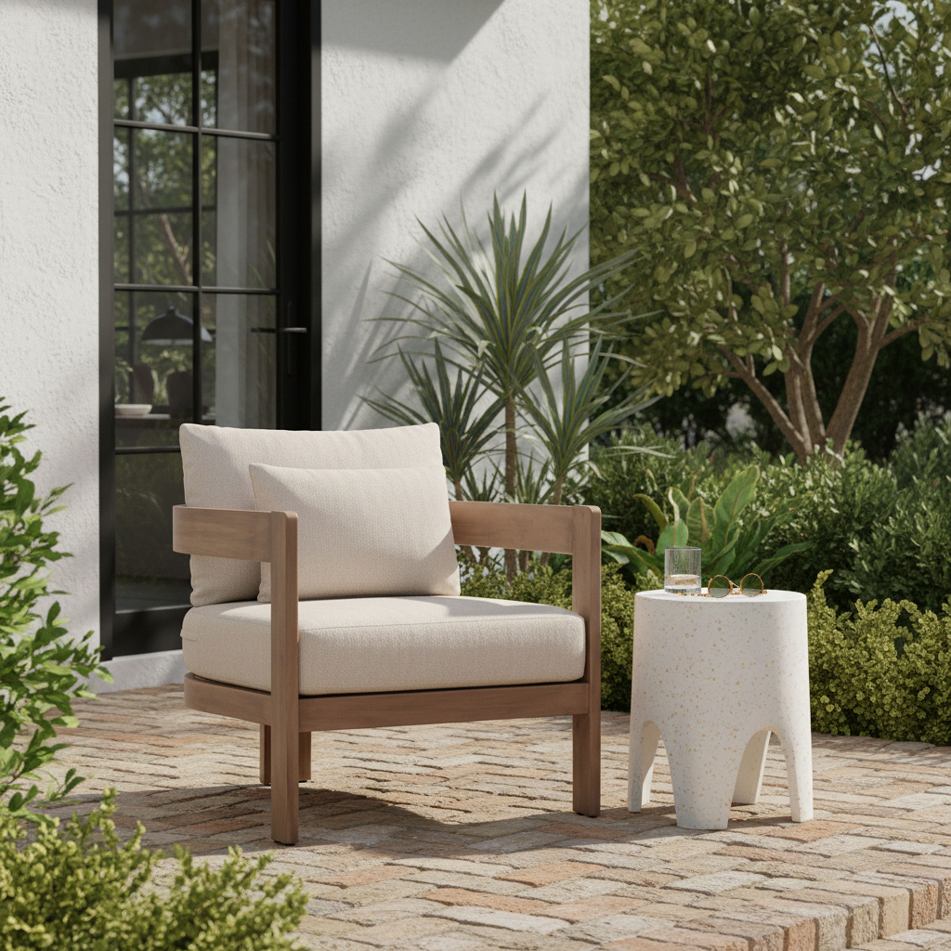 Newport - Water Resistant Fabric Upholstered Outdoor Patio Chair - Beige