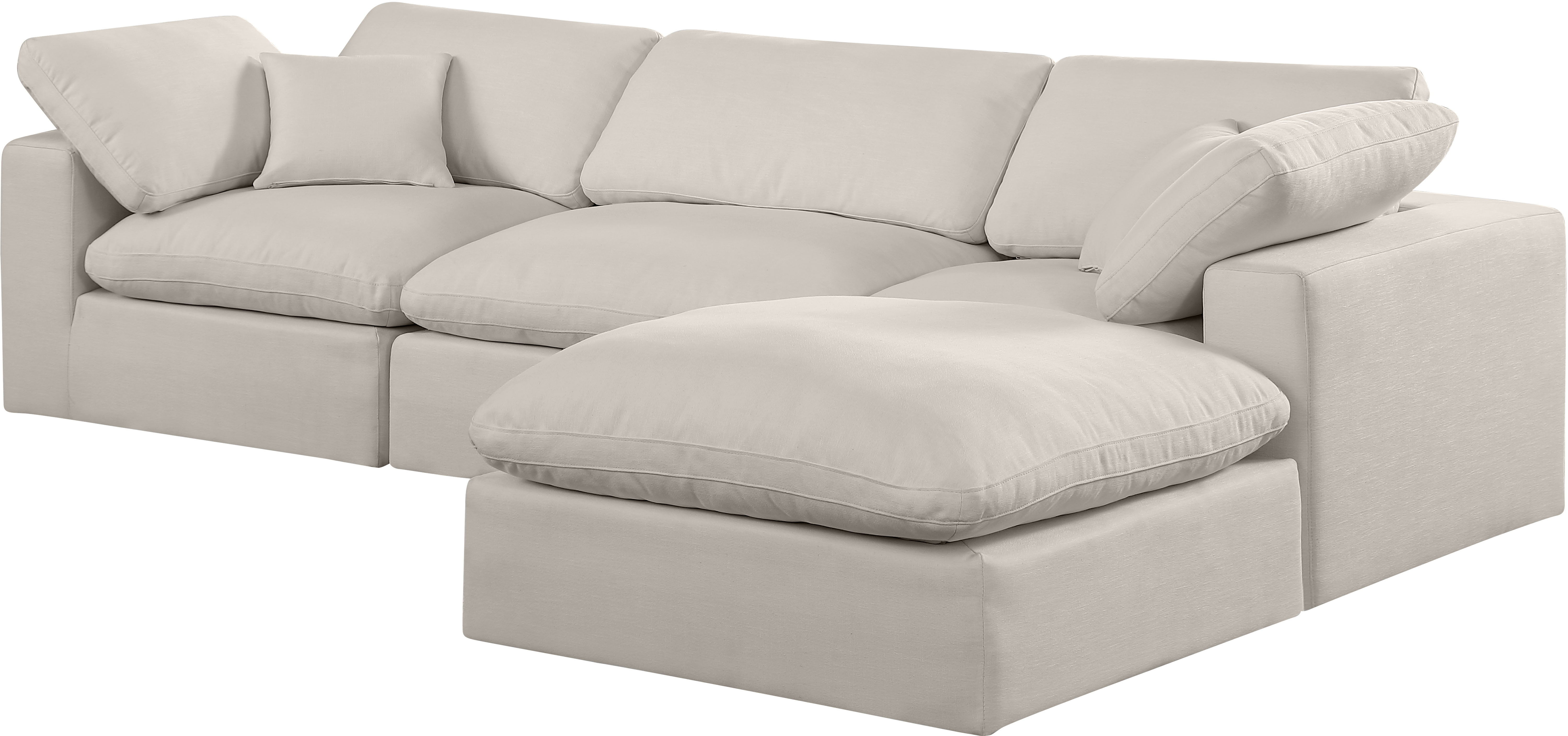 Comfy - 4 Piece Linen Fabric Modular Sectional With Chaise - Beige