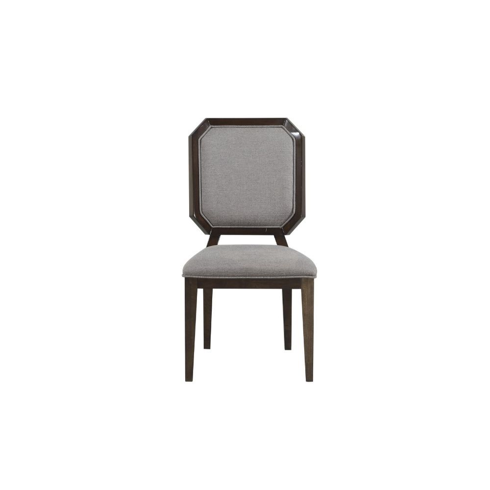 Selma - Side Chair (Set of 2) - Gray Fabric & Tobacco, dark brown, view 2