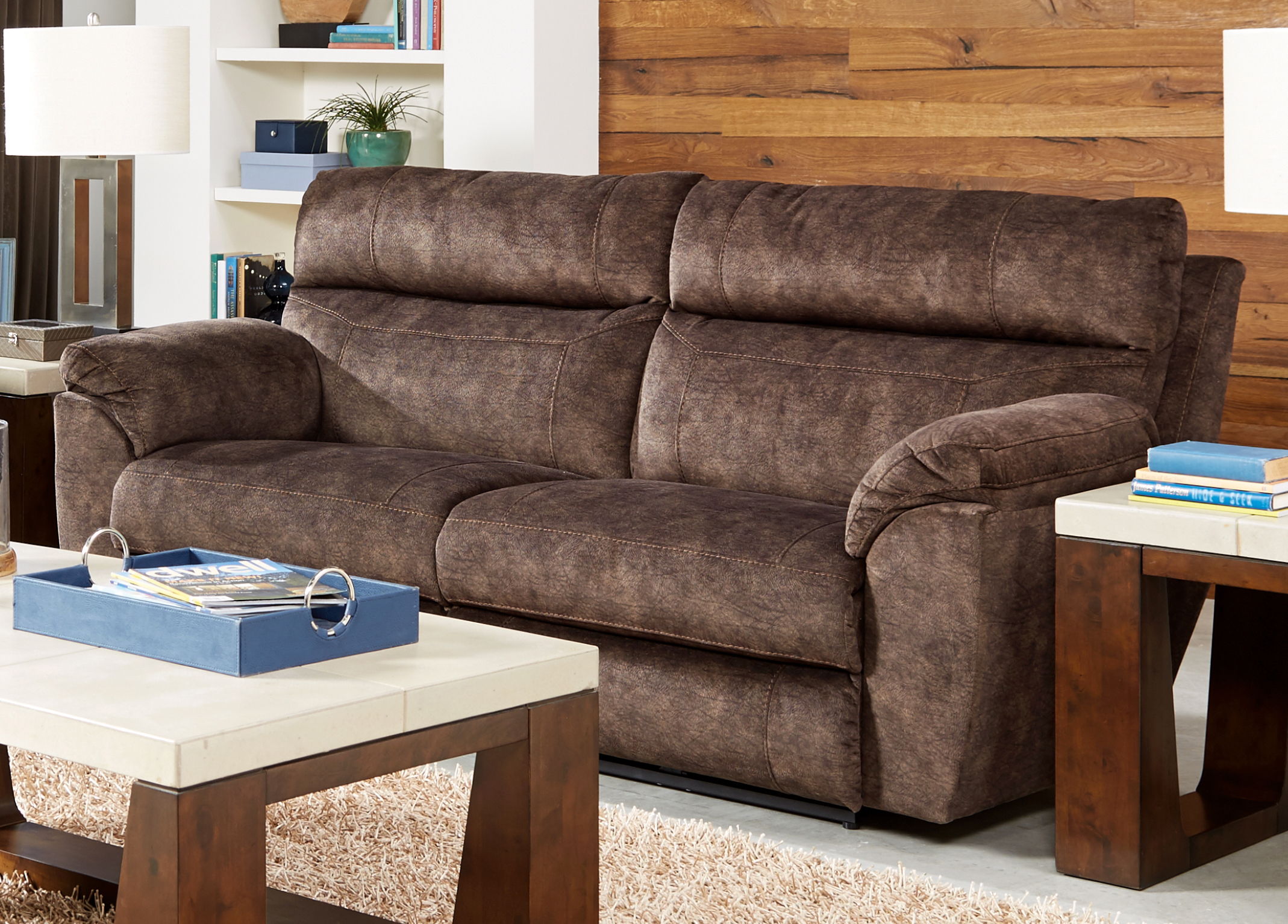 Catnapper Sedona - Power Lay Flat Reclining Sofa With Power Adjustable Headrest and Lumbar - Mocha