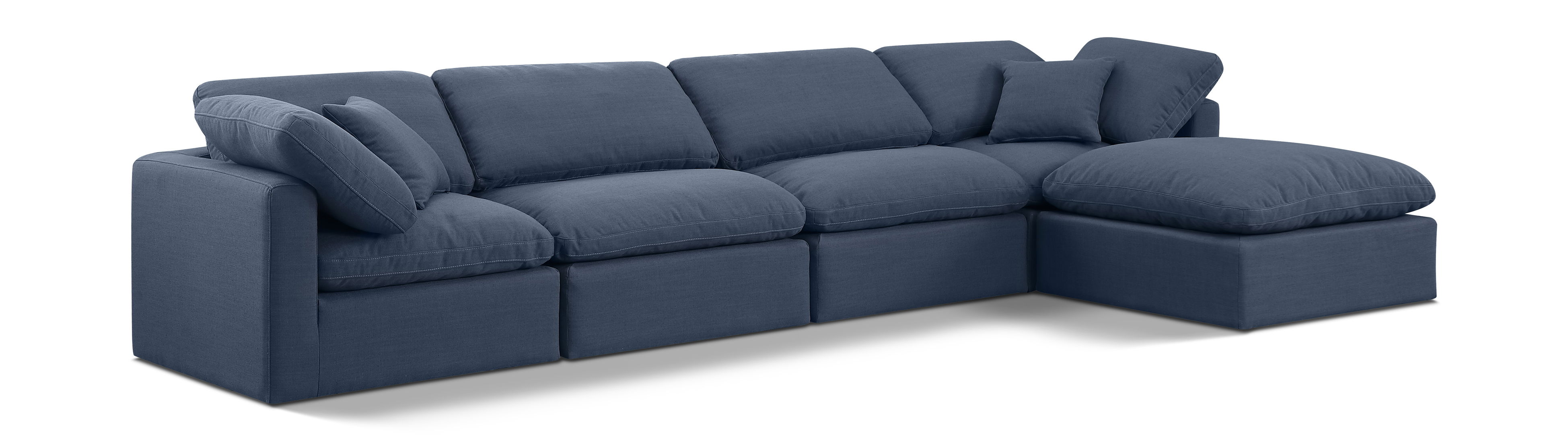 Indulge - Linen 5 Piece Modular Sectional With Chaise - Navy