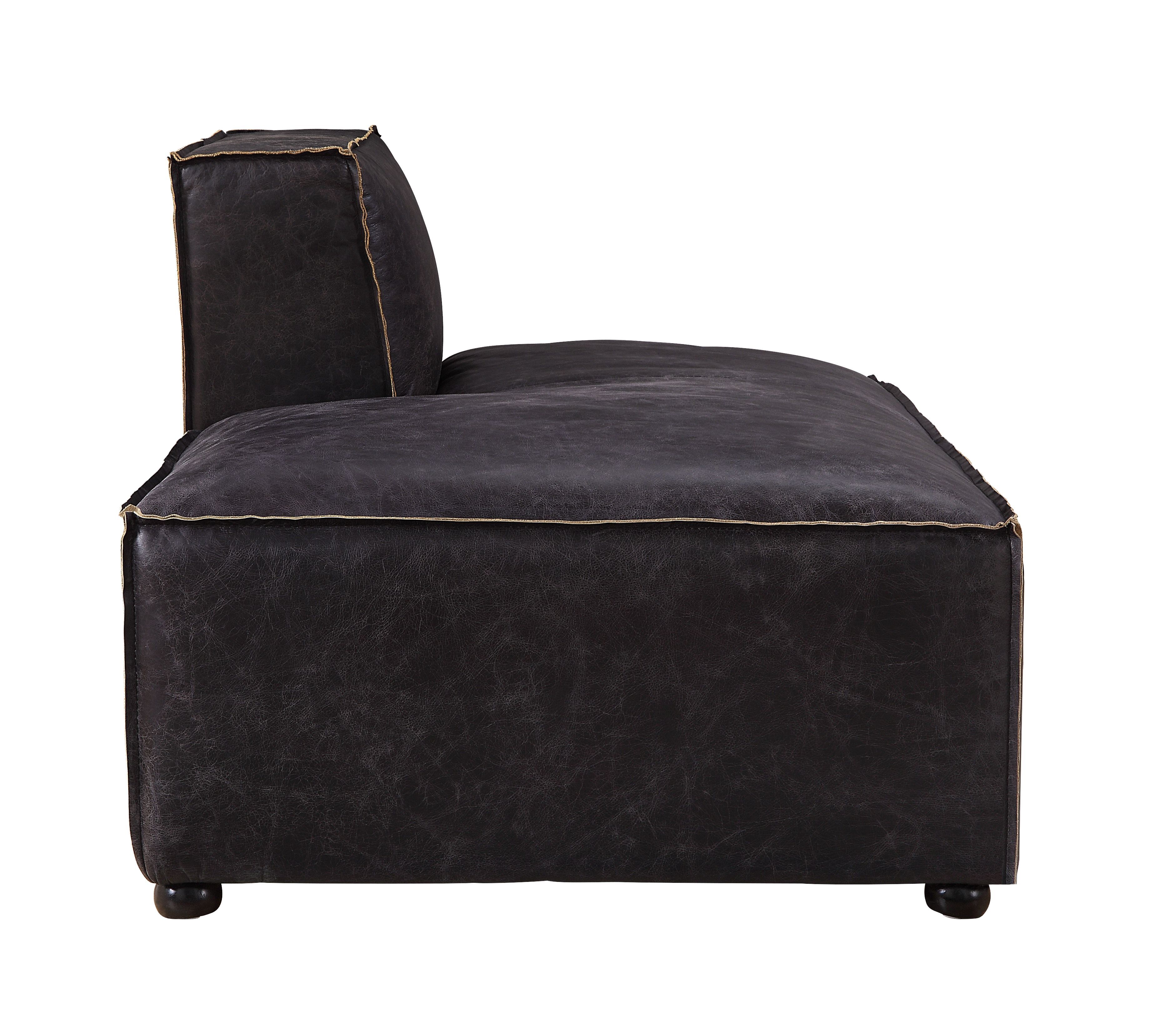 Birdie - Modular Chaise - Antique Slate Top Grain Leather, black, view 5