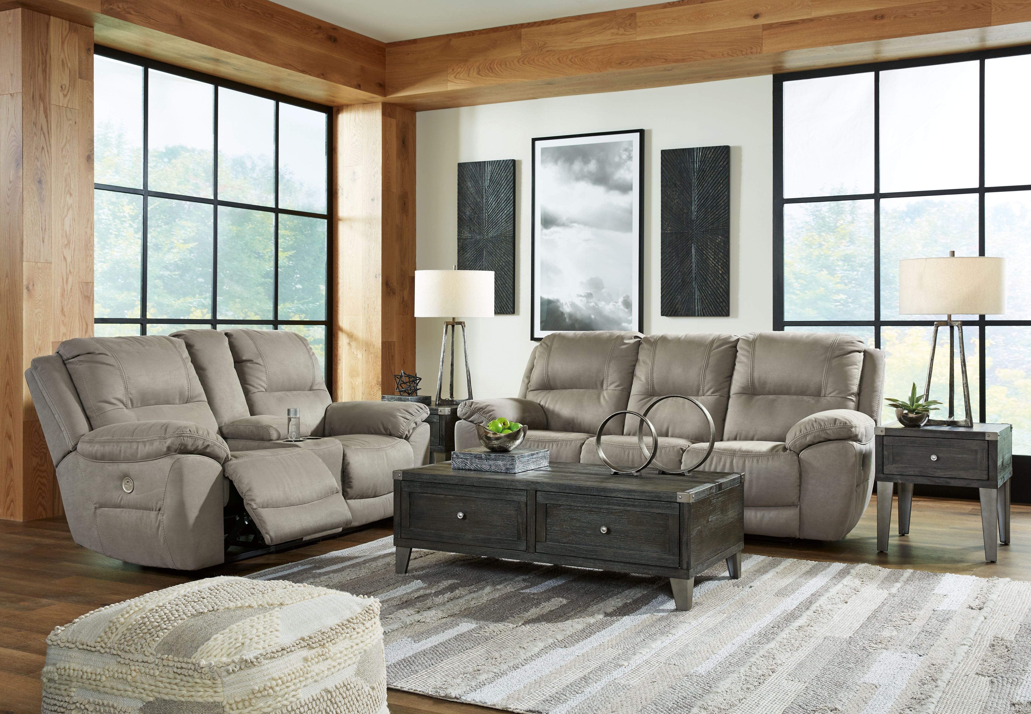 Ashley Furniture Next-Gen Gaucho - 2 Pc. - Reclining Power Sofa, Loveseat - Putty - Image 4