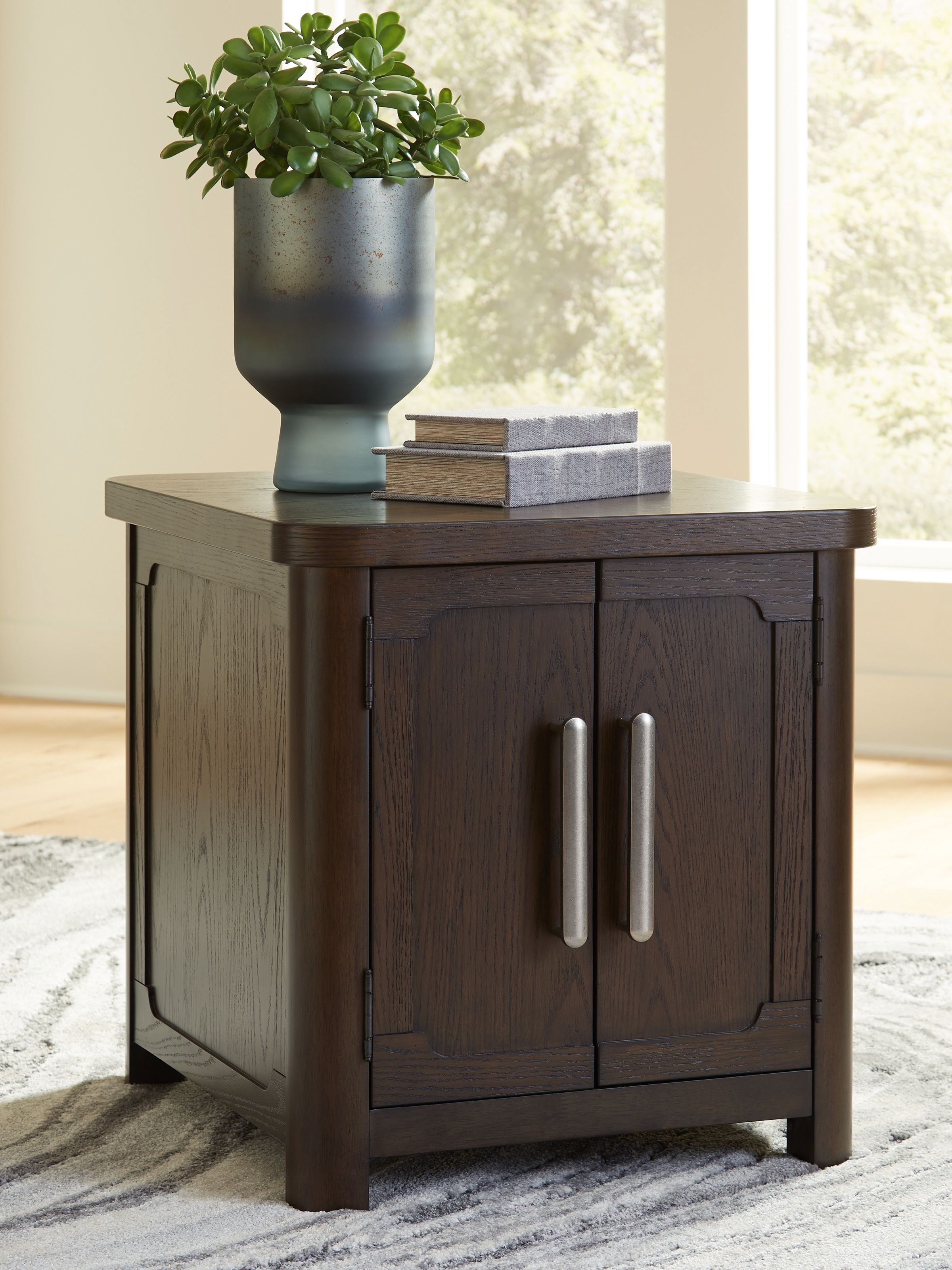 Ashley Furniture Breckington - Rectangular 2-door End Table - Dark Brown - Image 2