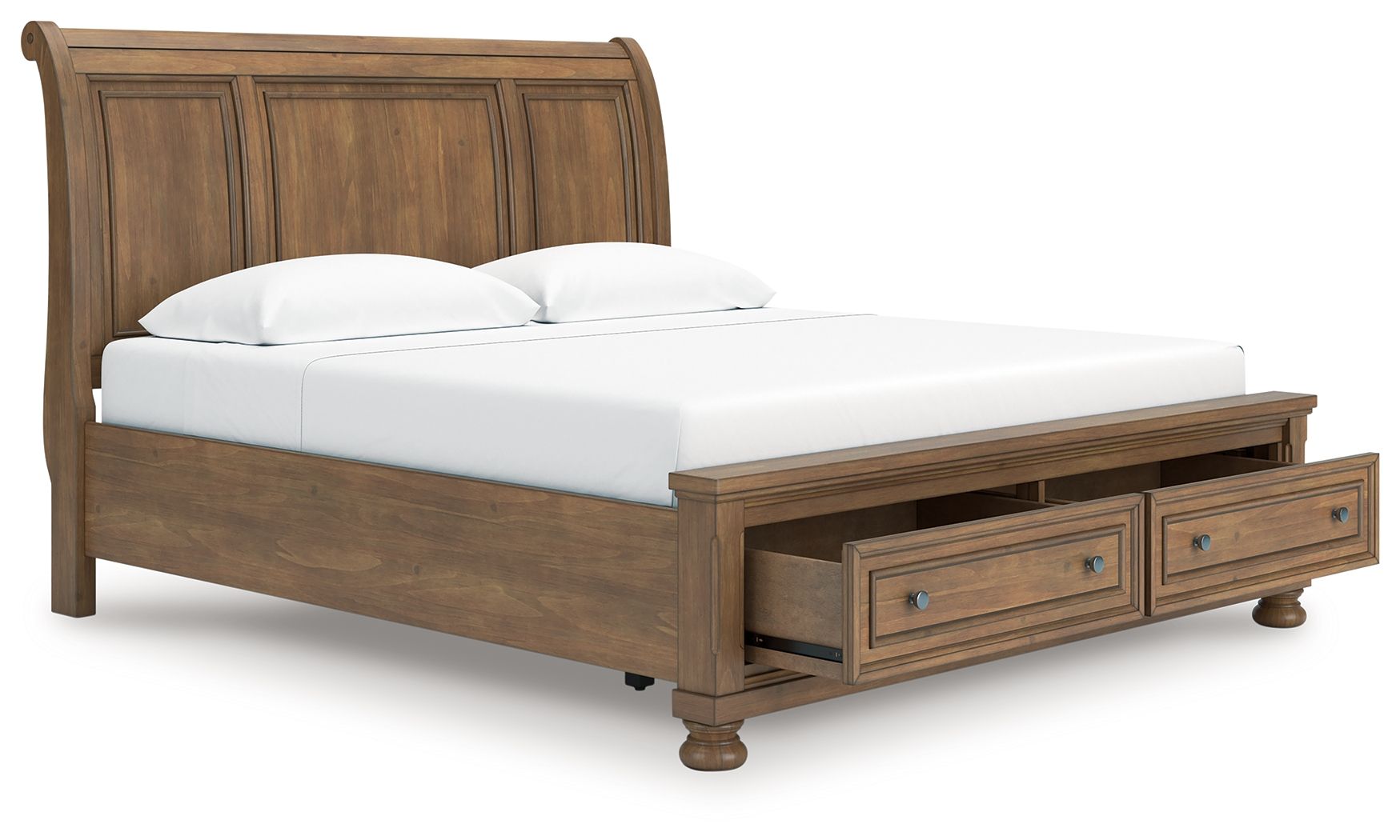 Feddinger - King Storage Sleigh Bed - Medium Brown