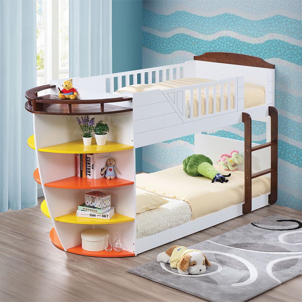 Neptune - Twin Over Twin Bunk Bed - White & Chocolate, white