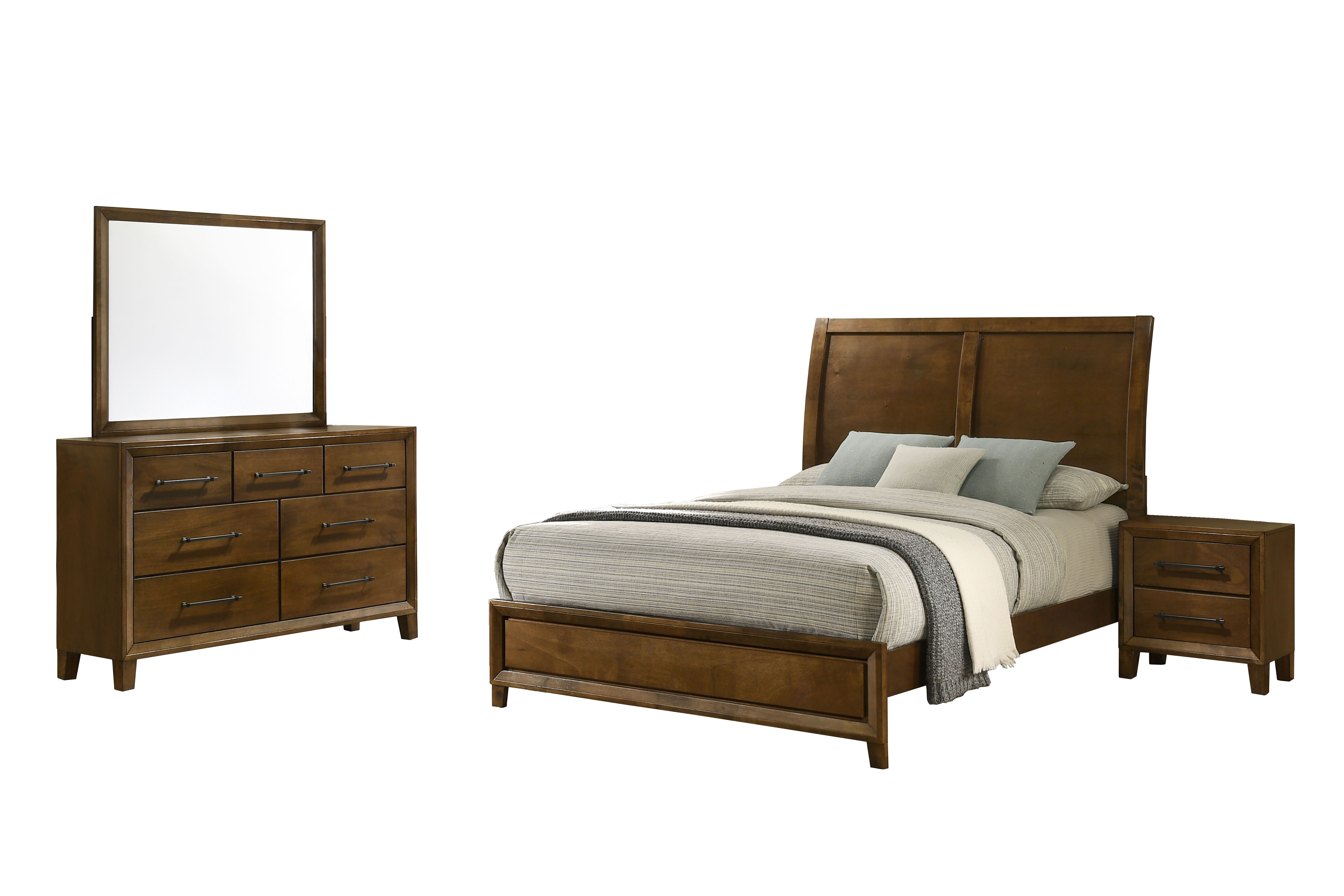 Ballard - 5/0 Queen 4 Piece Bedroom Set (Bed, Dresser, Mirror, Nightstand) - Brown
