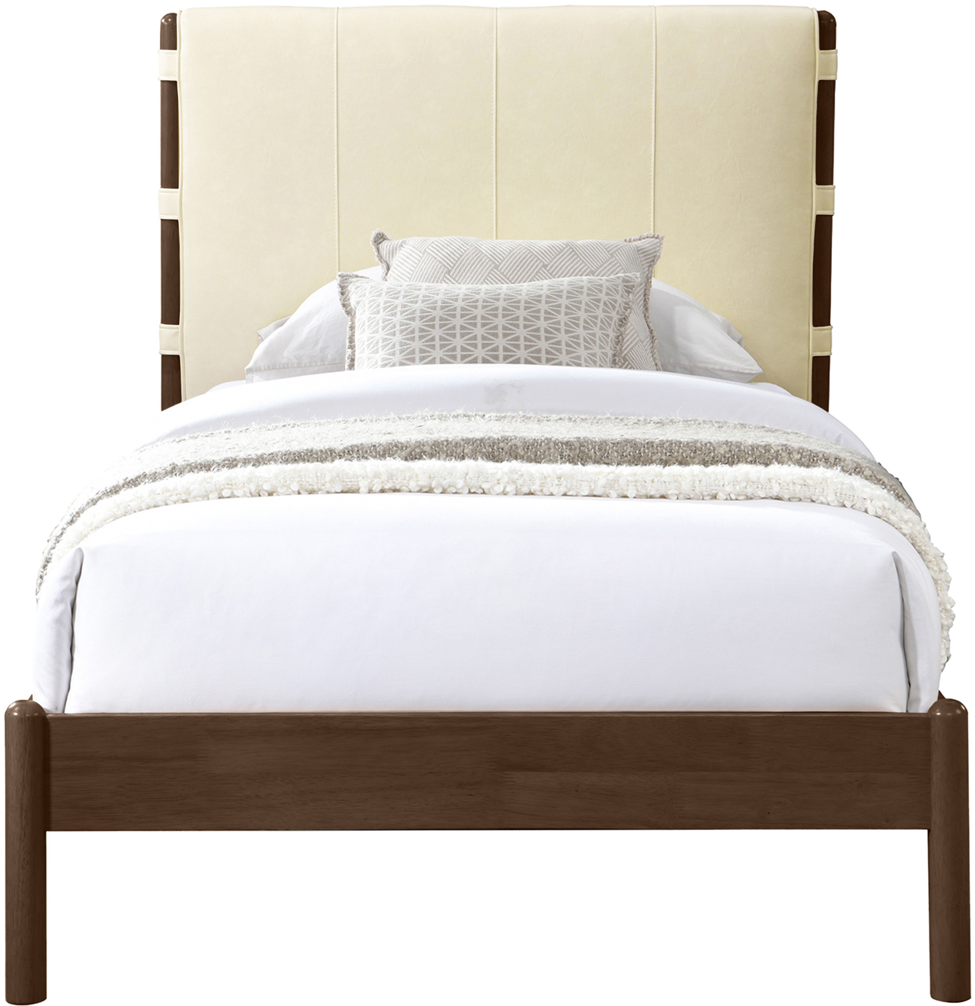 Arielle - Vegan Leather Upholstered Twin Bed - Cream