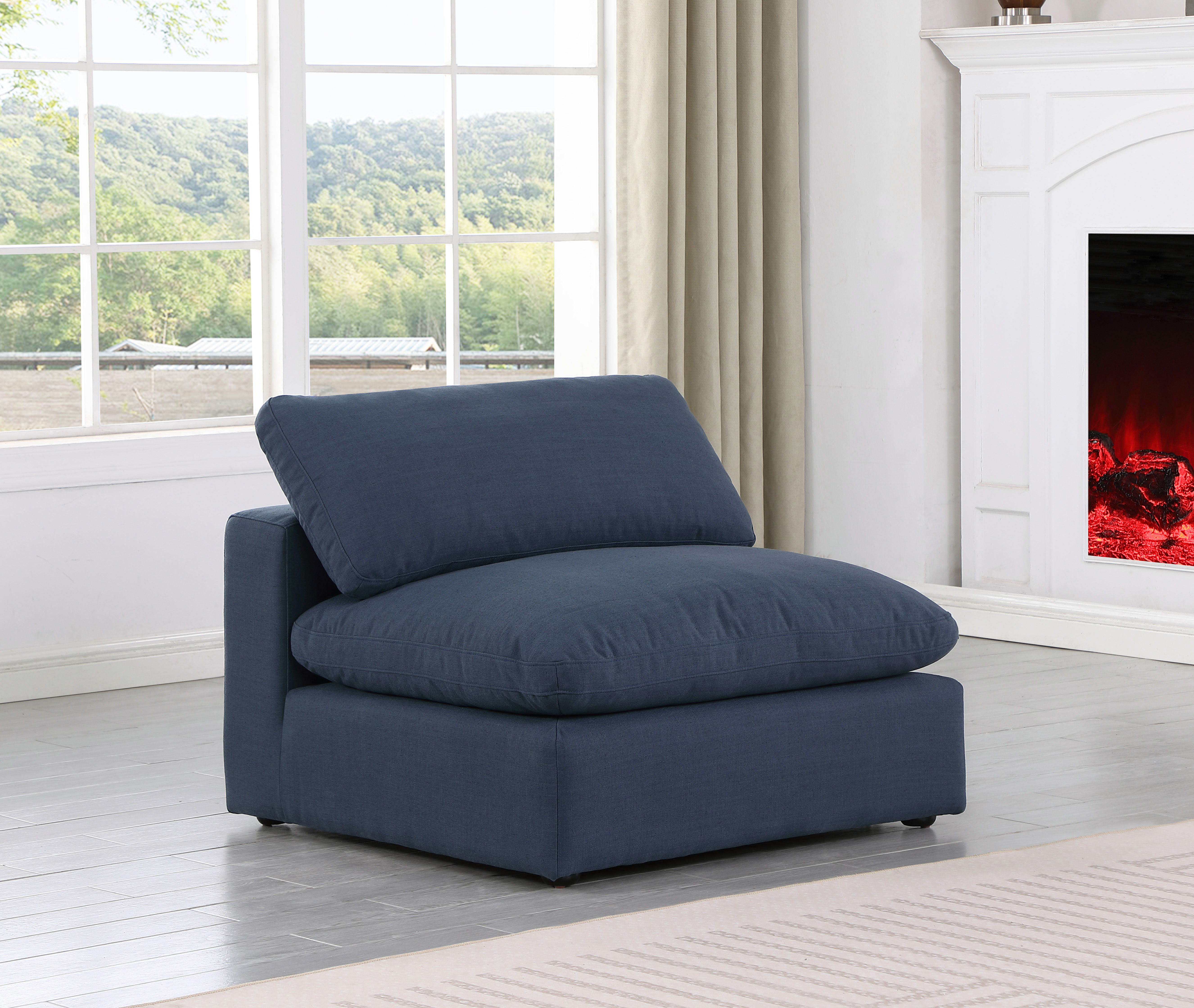 Comfy - Linen Armless Chair - Navy