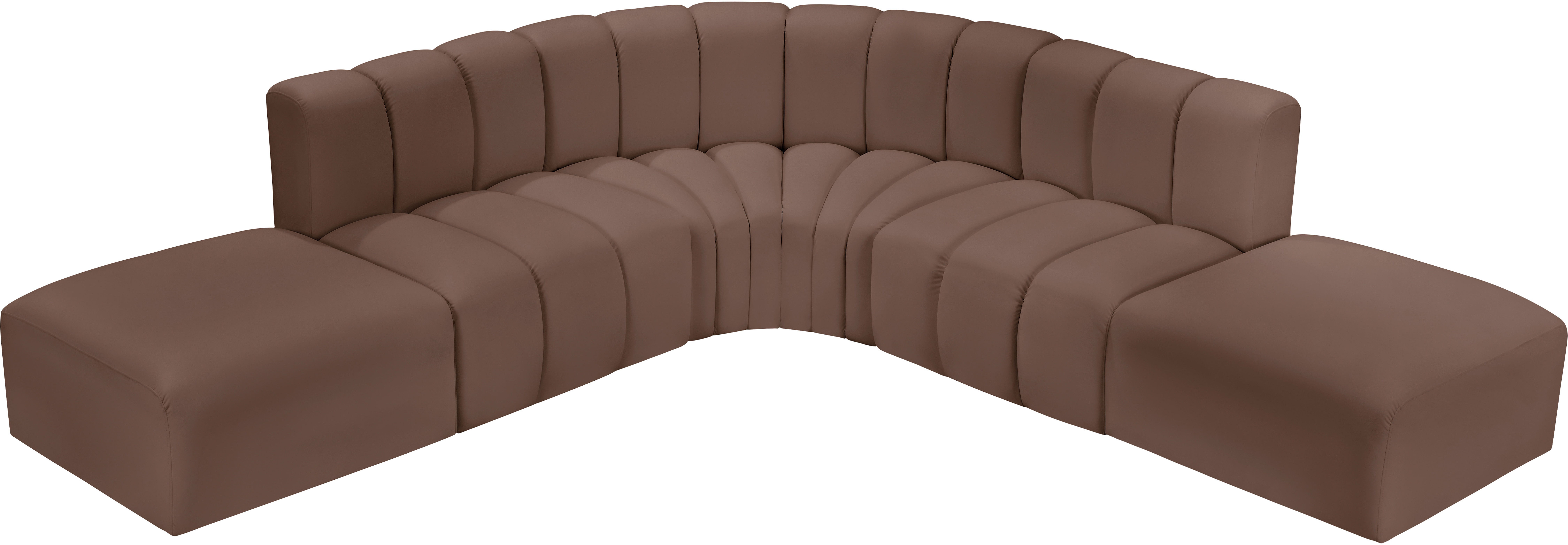 Arc - Faux Leather 6 Piece Corner Modular Sofa - Brown