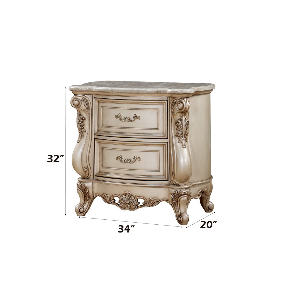 Gorsedd - Nightstand With Marble Top - Marble Top & Golden Ivory, beige, view 5
