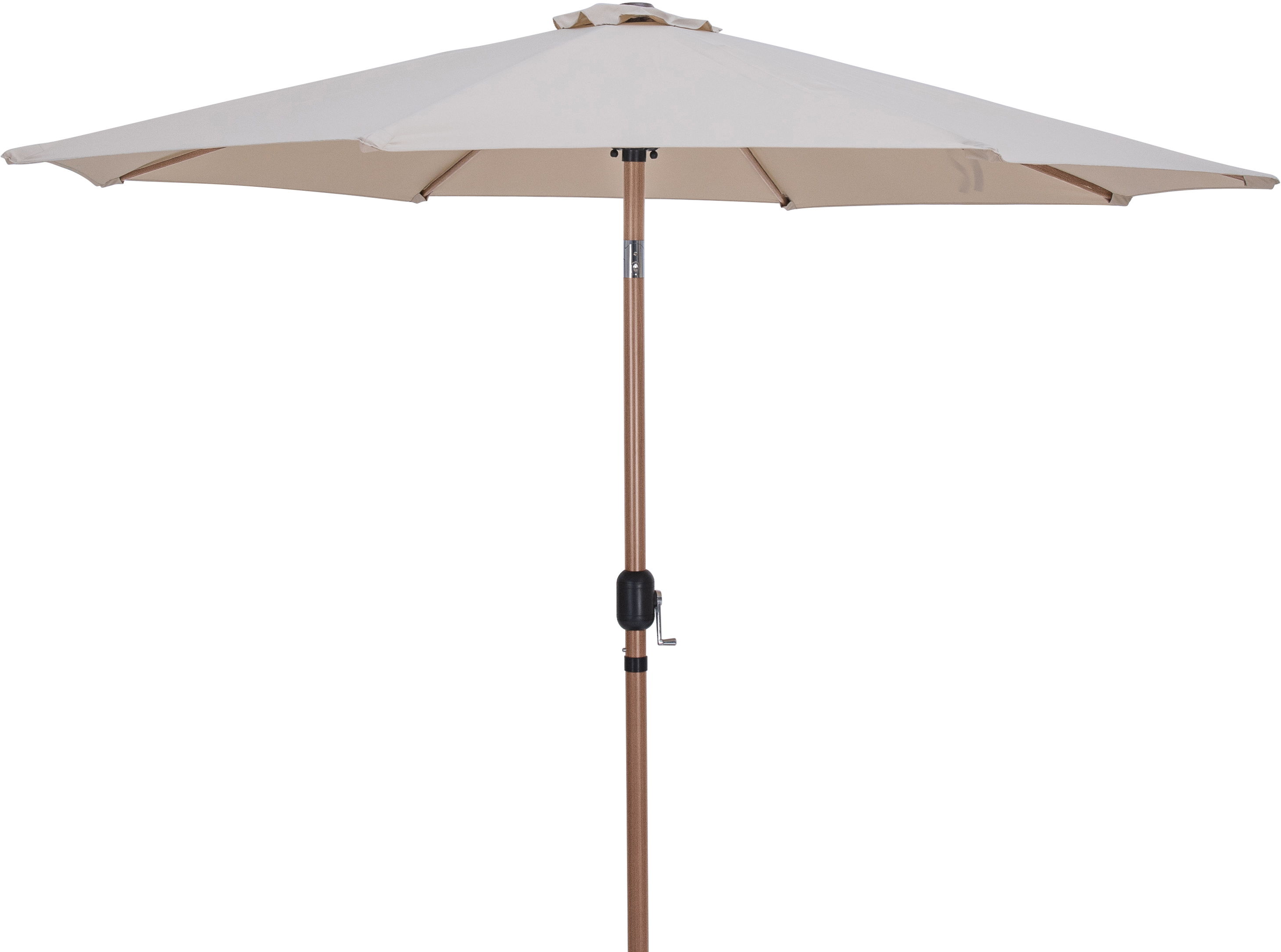 Fiji - Aluminum Patio Umbrella With Round Black And Teak Base - Beige